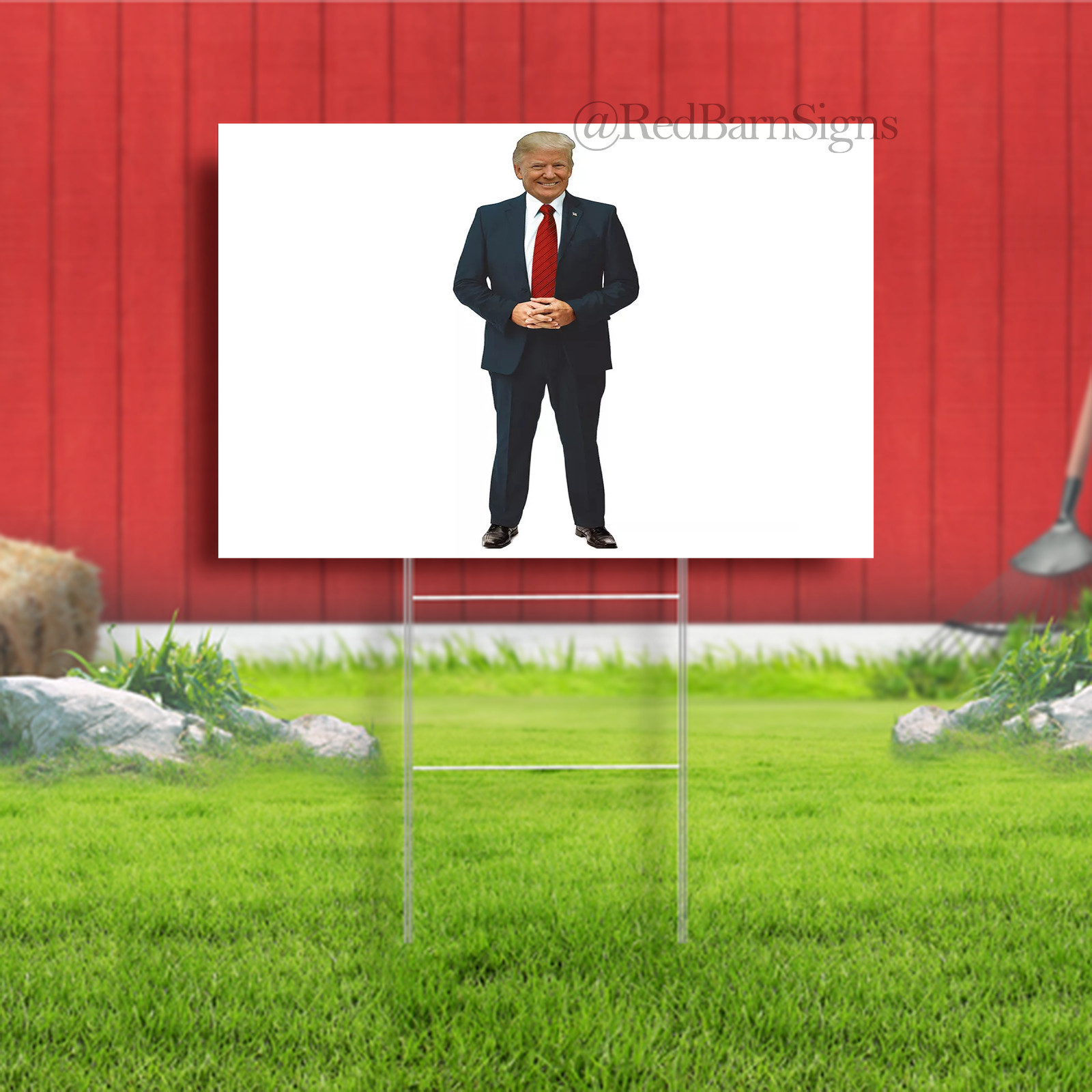 PRESIDENT DONALD TRUMP Lifesize Plastic OUTDOOR YARD SIGN Standee Standup MAGA