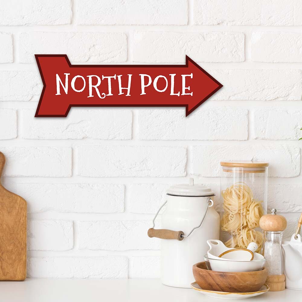 Arrow Shape Plus North Pole 12×4&Prime; Wall or Door Sign | Christmas