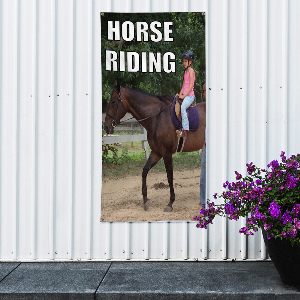 Vertical Vinyl Banner Multiple Sizes Horse Riding B Sports Lifestyle Outdoor