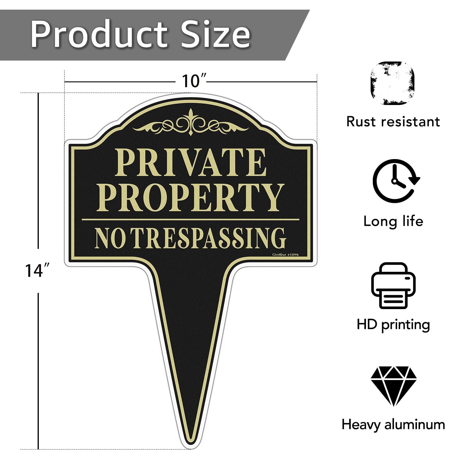 GicnKeuz No Trespassing Signs Private Property Sign, 14&Prime;×10&Prime; Heavy Duty Alu