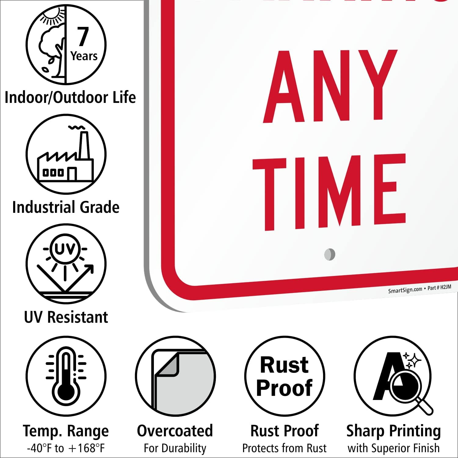 Basics 18 X 12 Inch “No Parking Any Time” Metal Sign, 120 Mil Aluminum Composite