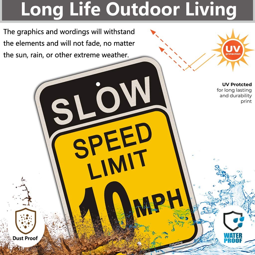 4 Pack Slow Speed Limit 10 MPH Sign 18×12 Engineer Grade Metal Reflective
