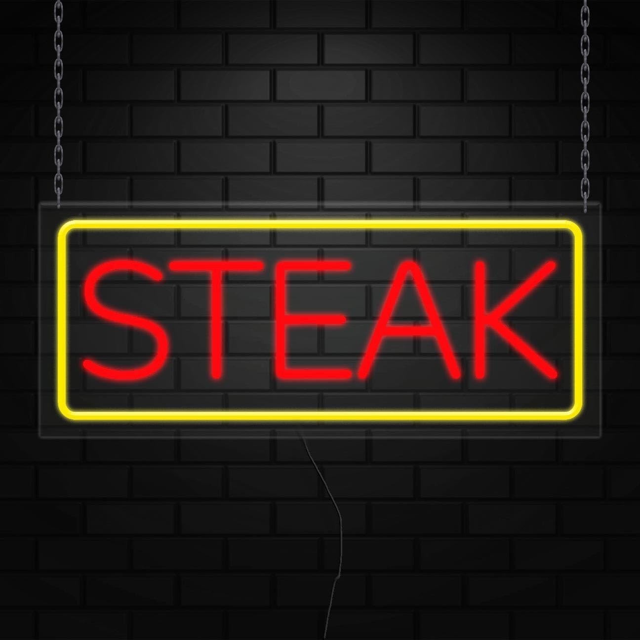 Steak Neon Sign for Retail Displays | LED Flex Neon | 24&Prime;W x 10&Prime;H x 1&Prime;D