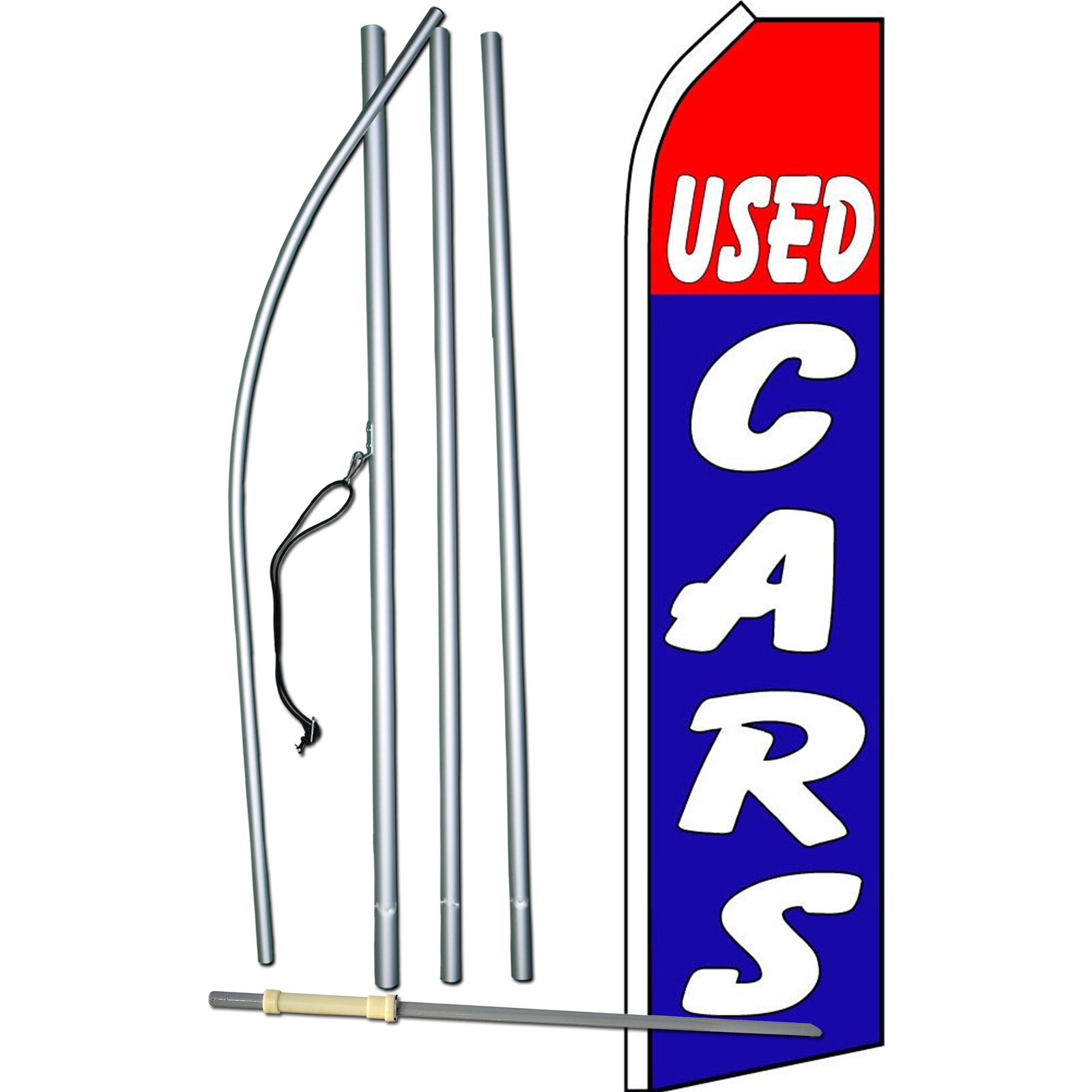 Used Cars Flag with Flag Pole and Spike