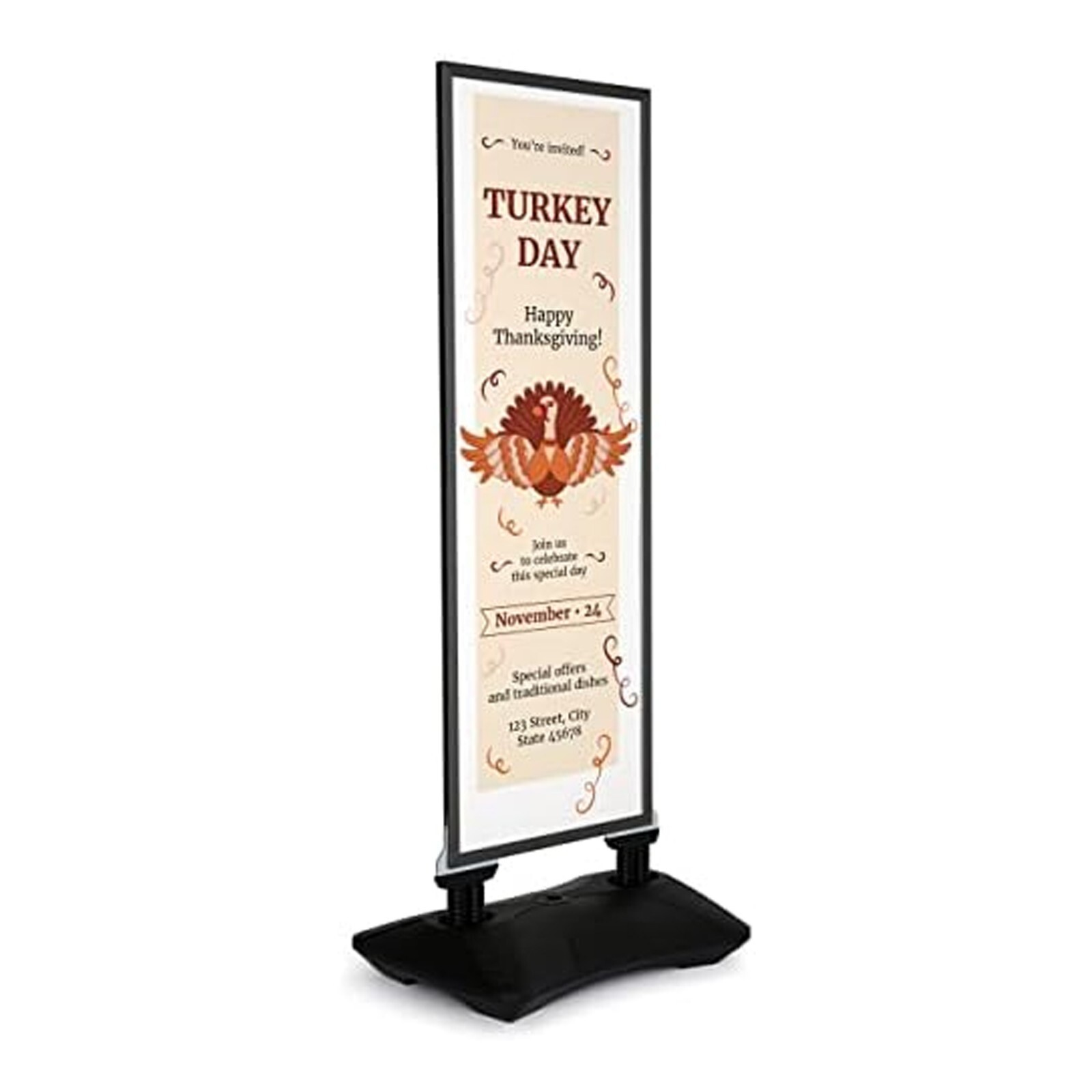 Windpro Slim Wind Resistant Outdoor Pavement Sidewalk Sign Holder 22&Prime;x60&Prime; Black