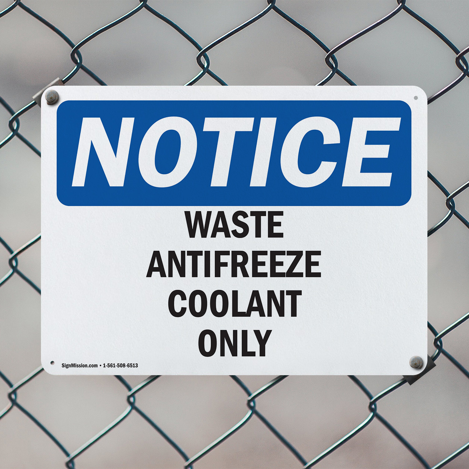 (2 Pack) Waste Antifreeze Coolant Only OSHA Notice Sign Decal Metal Plastic