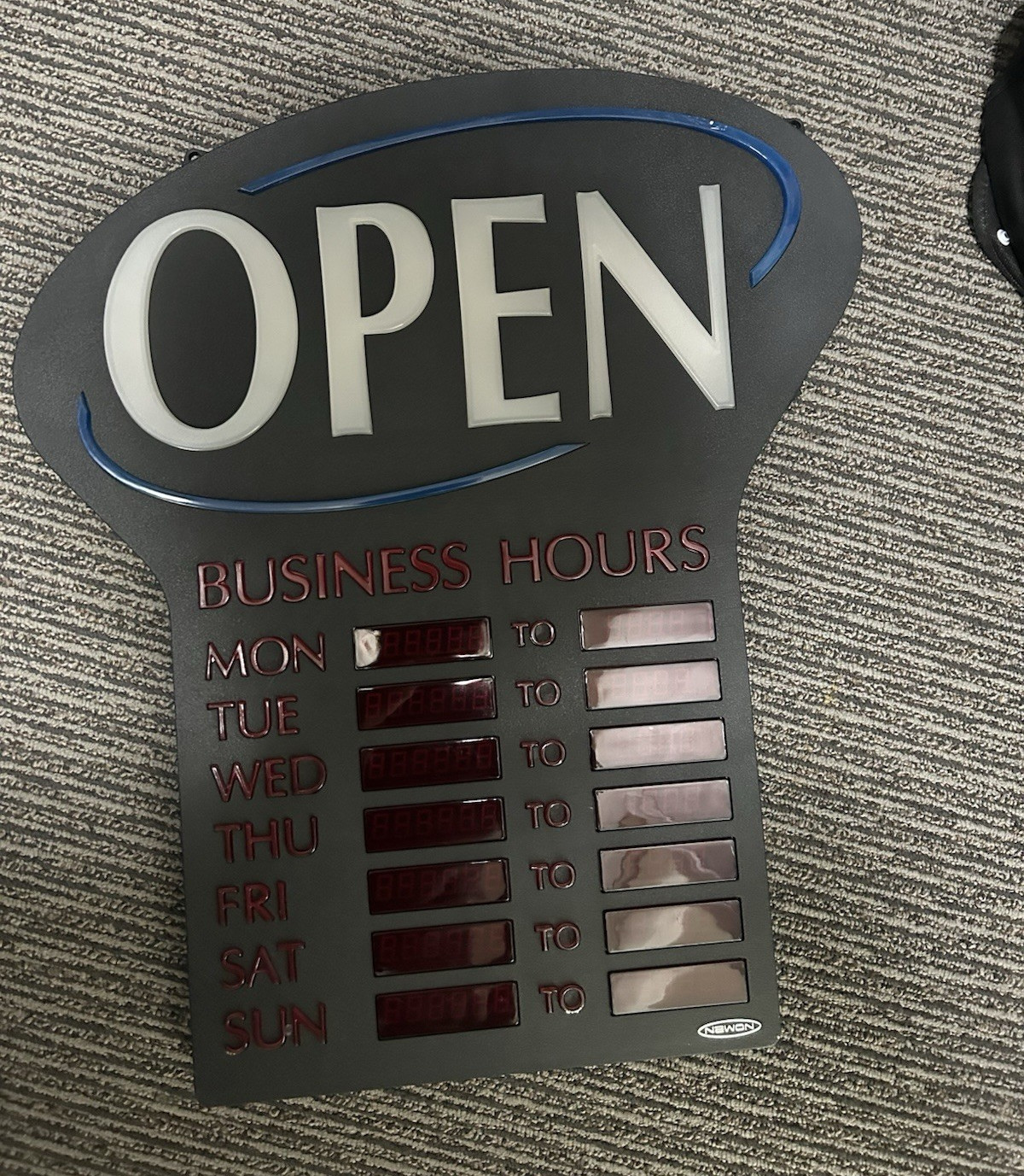 NEWON Neon Open Business Hours Electric Illuminated Sign, Black Plastic 6093