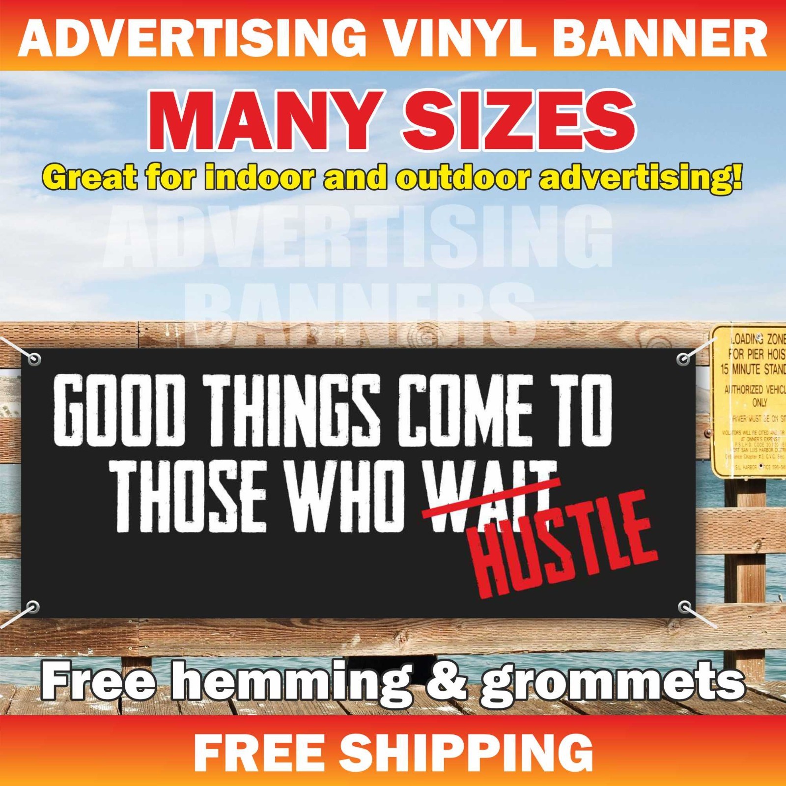 GOOD THINGS COME TO THOS Advertising Banner Vinyl Sign Motivation Poster Workout