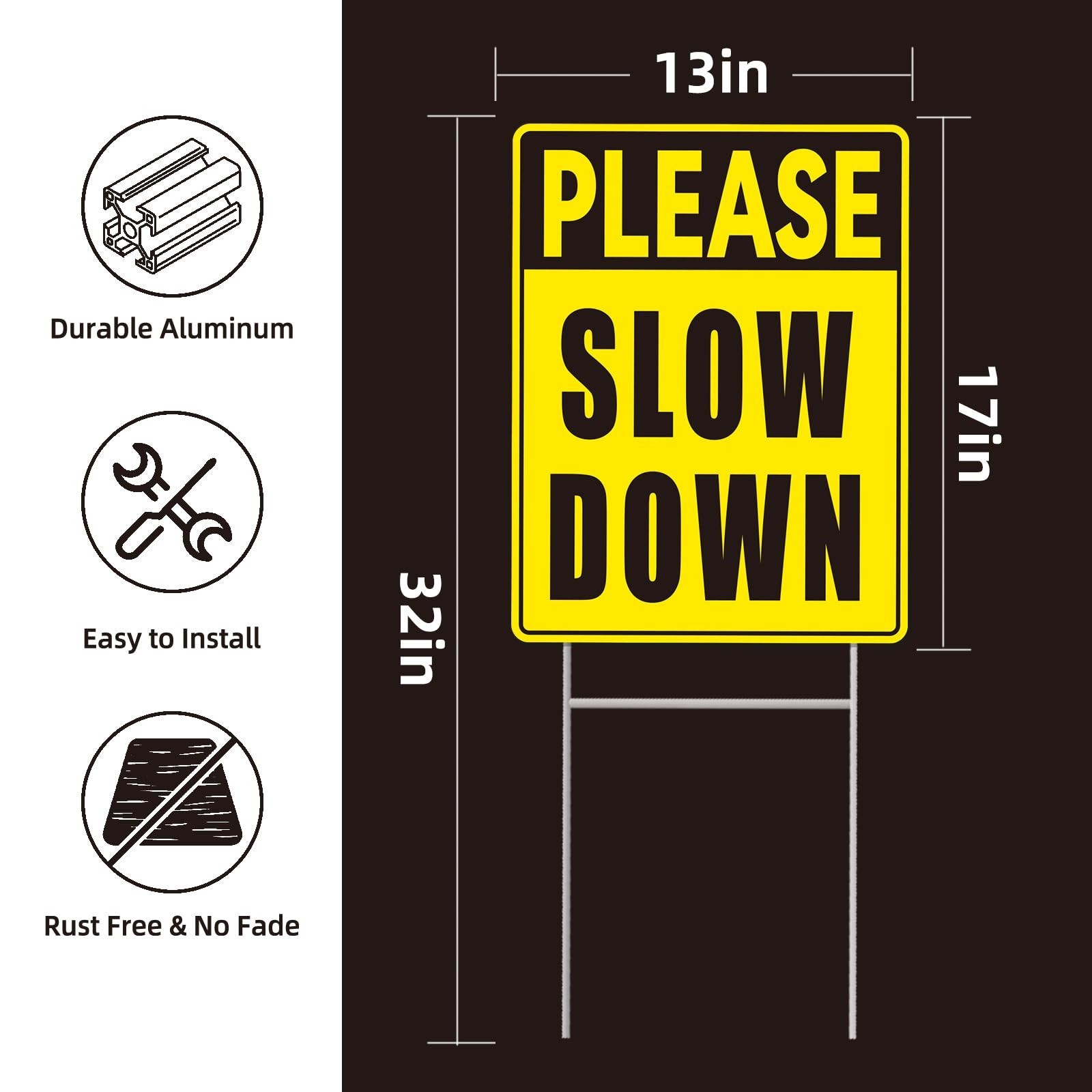 Please Slow Down Signs with Stake, Kids Safety Sign, Please Slow Down Sign fo…