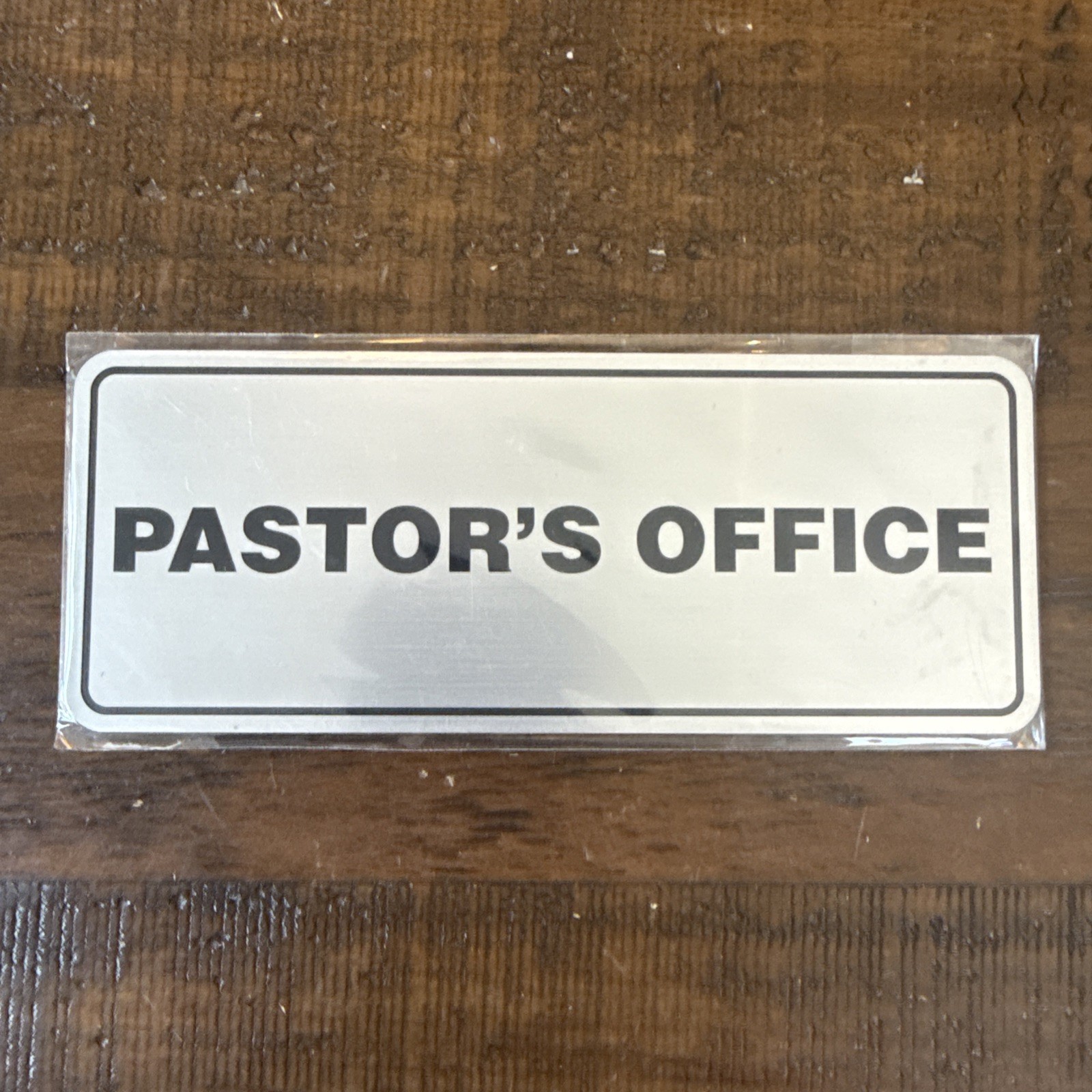 Standard Pastor&rsquo;s Office Sign Brushed Silver – Medium 2-3/4&Prime; X 7&Prime;