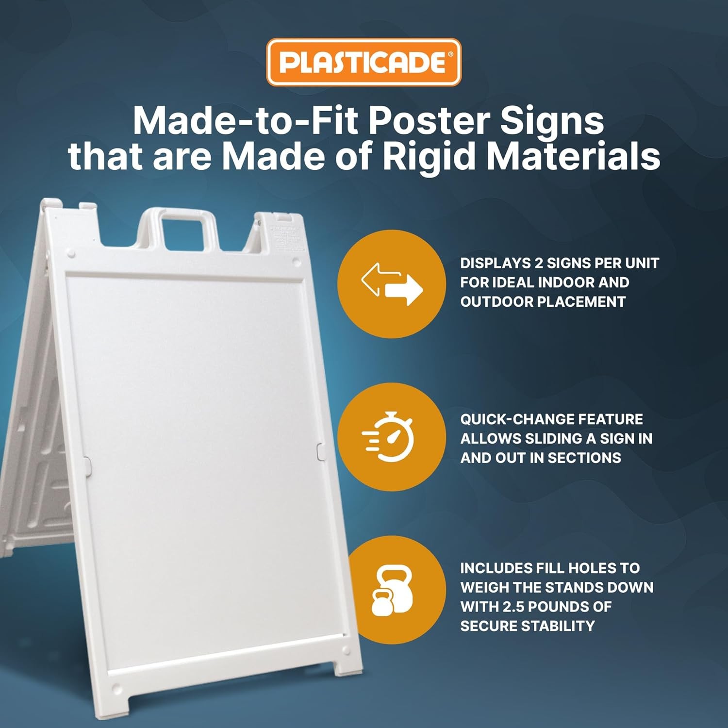 Plasticade Signicade Deluxe A Frame Sidewalk Curb Sign Portable Folding Double S