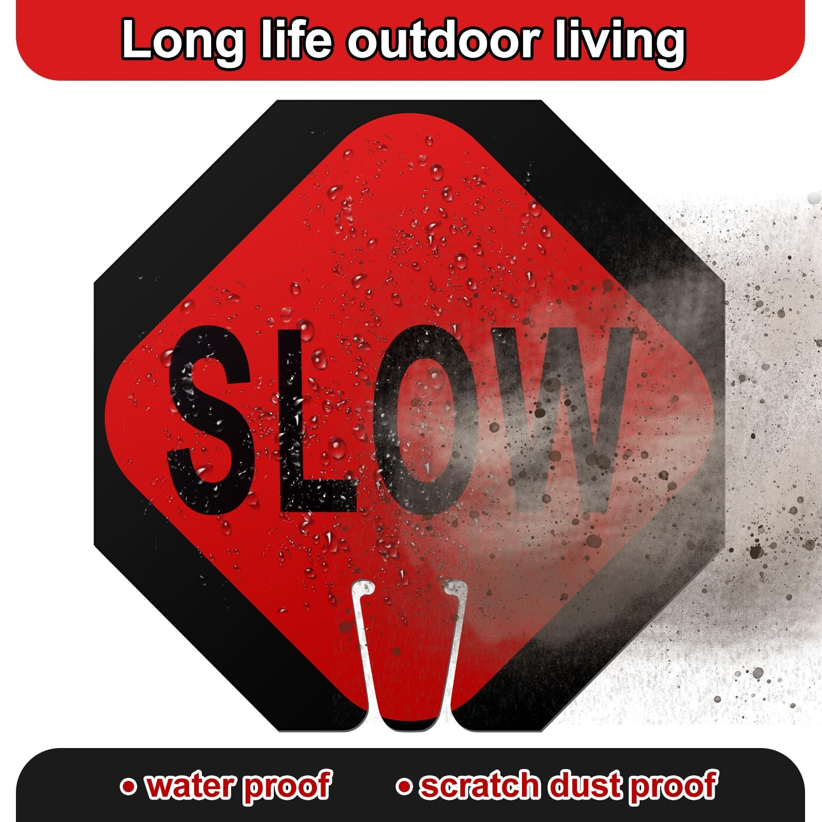 Geetery 6 Pcs Stop Slow Traffic Signs 12 x 12 Inch Double Sided Road Safety S…