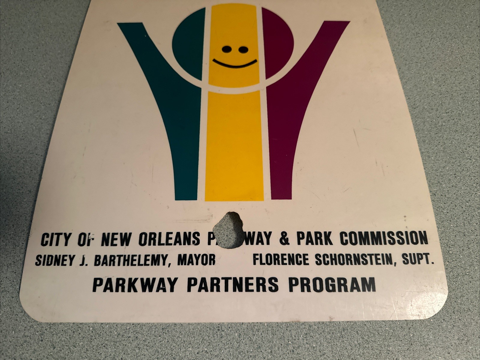 RARE ORIGINAL VTG New Orleans Mardi Gras Cleanup Sign 1980s Tulane University