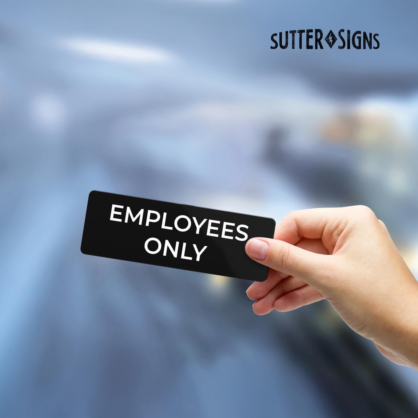 2×6 inch Employees Only Sign Durable ABS Plastic with Full Adhesive Backing