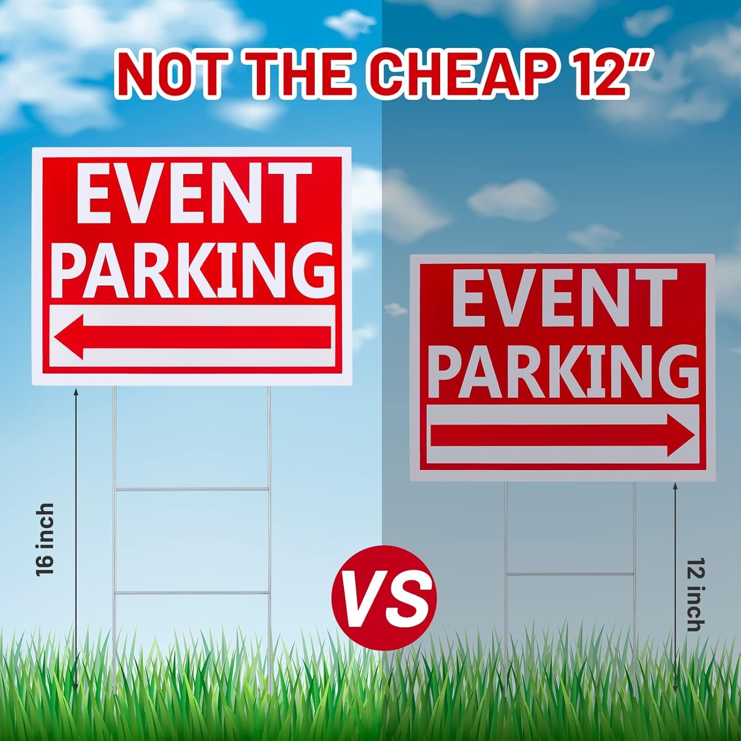 12 Pcs Outdoor Event Parking Sign W/ Arrows & Stakes 12 x 16 Waterproof Parking