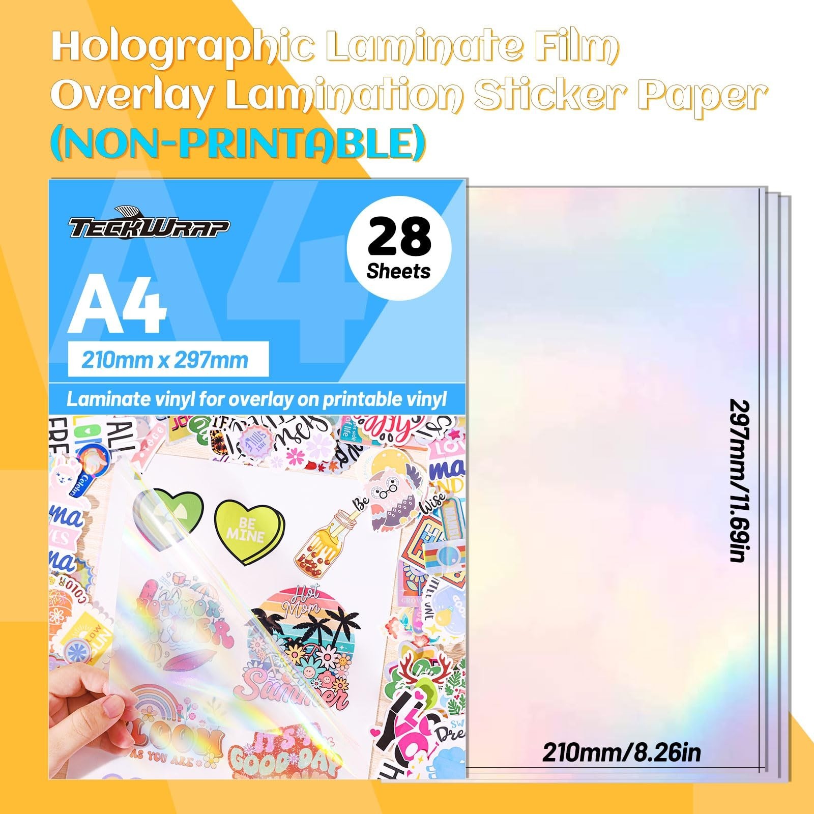 TECKWRAP Holographic Laminate Sheets Laminating Sheets Holographic Sticker Pa…