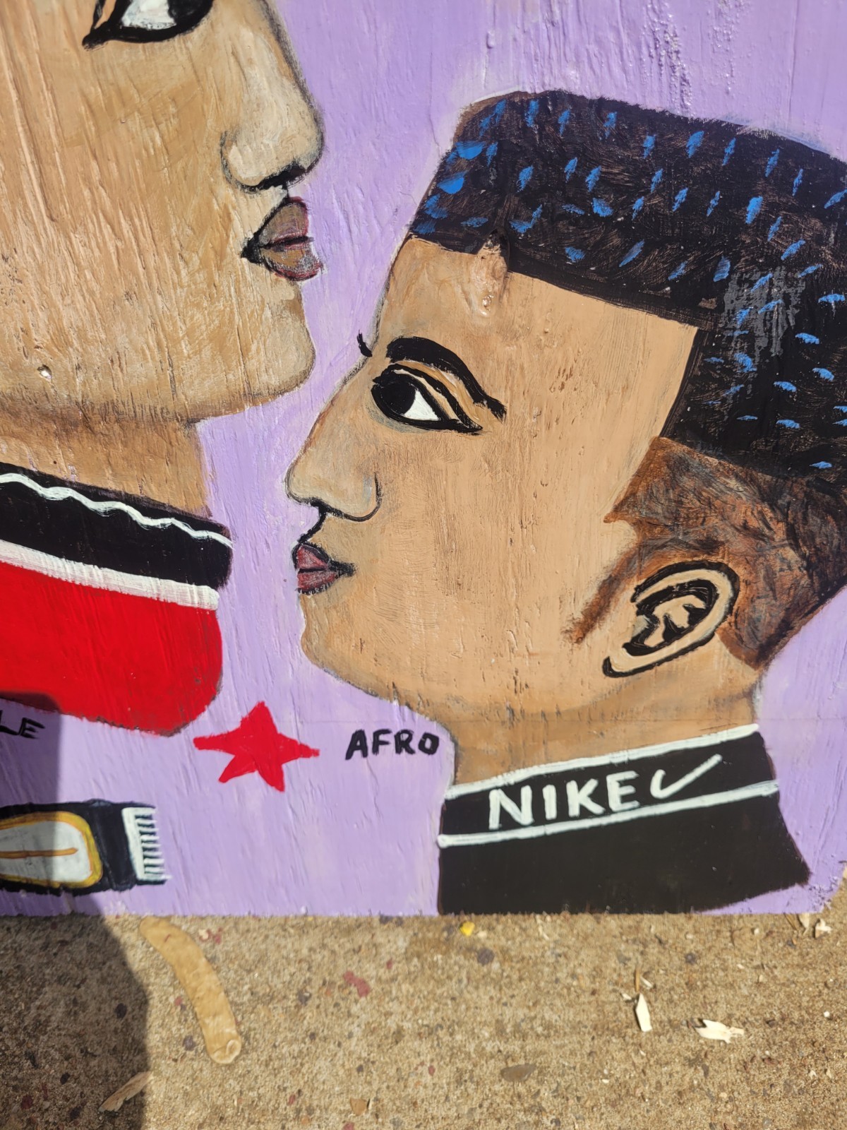 Barber Shop African Haircut Sign Advertising Painting On Wood Display Big 24×21