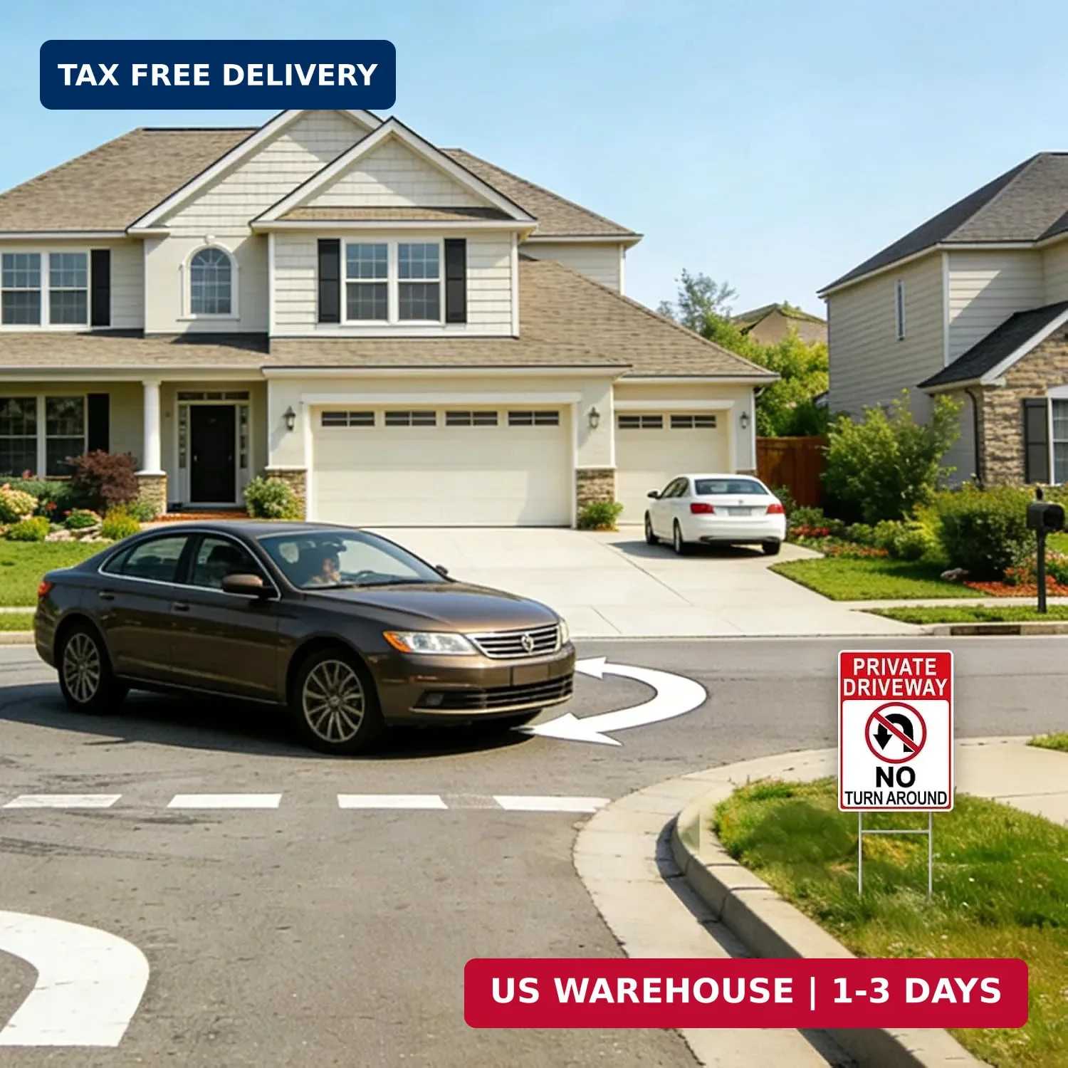 No Turn Around Driveway Sign, 2 Pack Private Driveway Signs 14&Prime;x10&Prime; Double-Sided