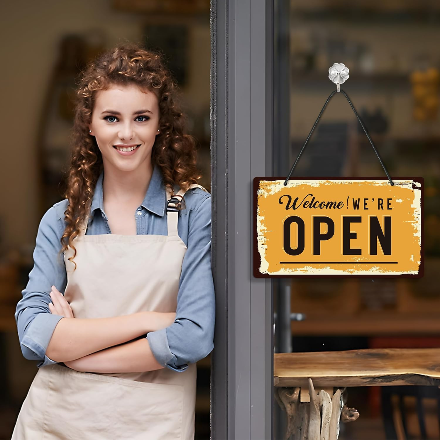 Open Closed Signs for Business, 10×5.9 Waterproof Double Sided PVC Come In or Cl