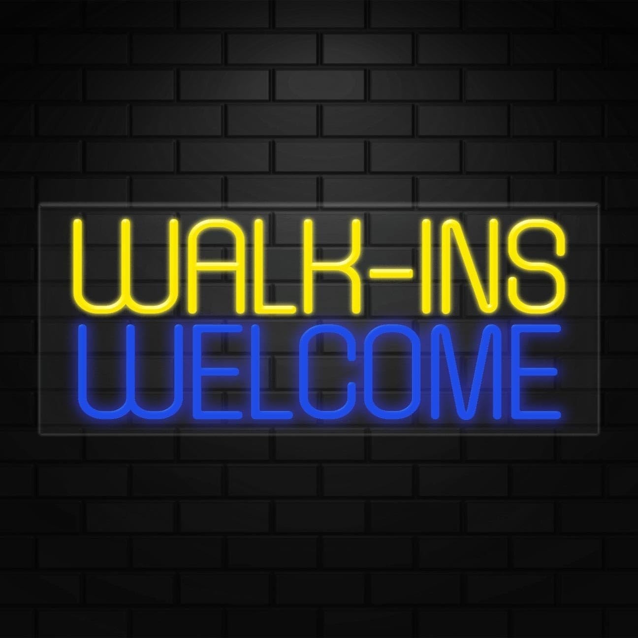 Walk-ins Welcome Neon Sign for Displays | LED Flex Neon | 30&Prime;W x 12&Prime;H x 1&Prime;D