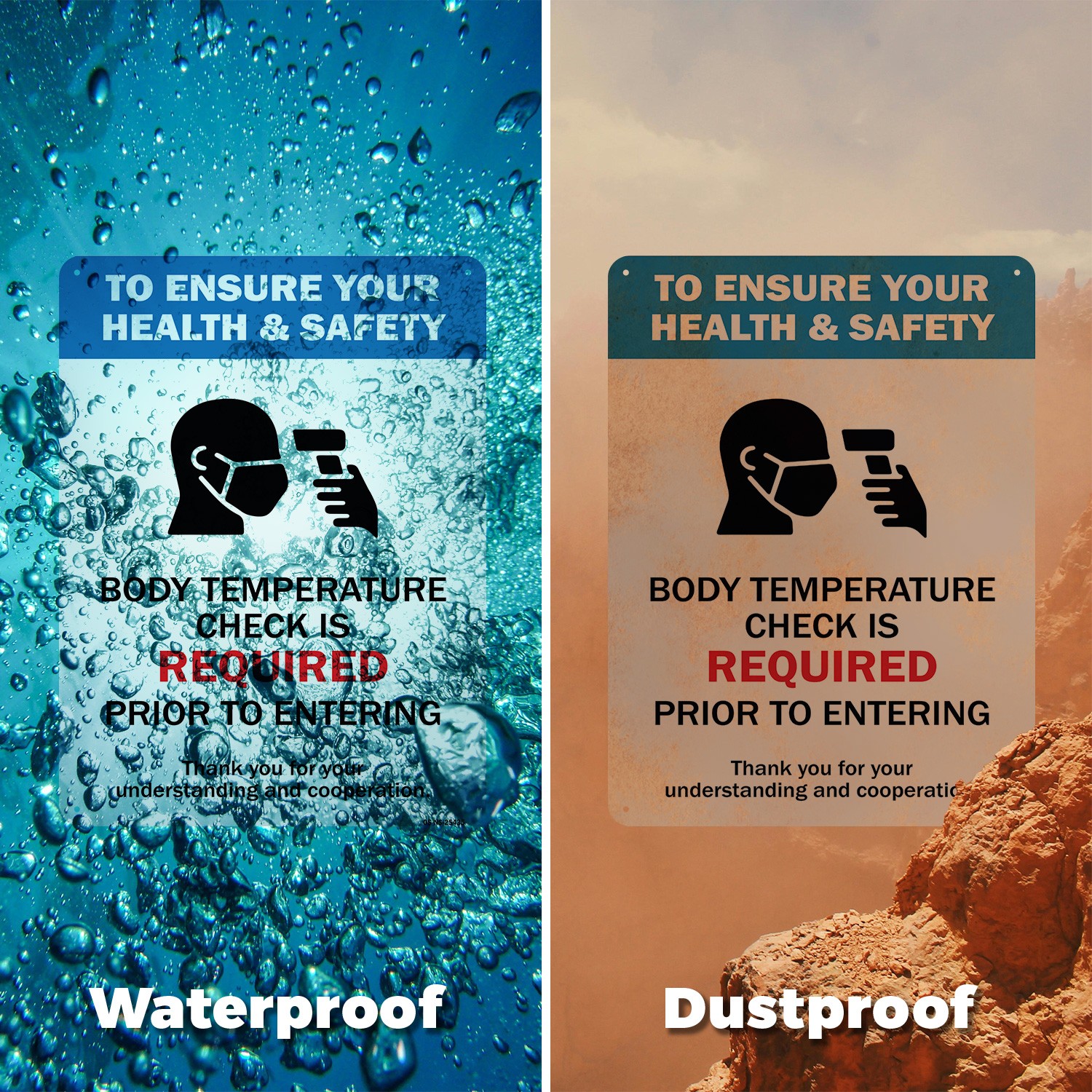 Body Temperature Check Is Required Public Safety Sign Or Decal – 5 or 10 Pack