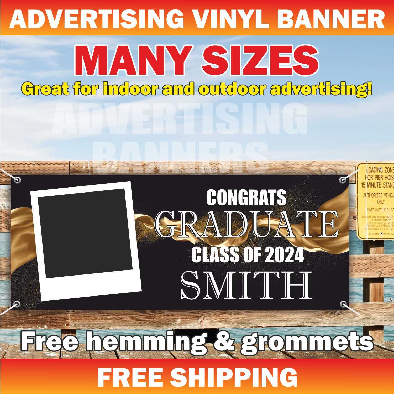 CLASS OF 2024 Advertising Banner Vinyl Mesh Sign School University Graduate