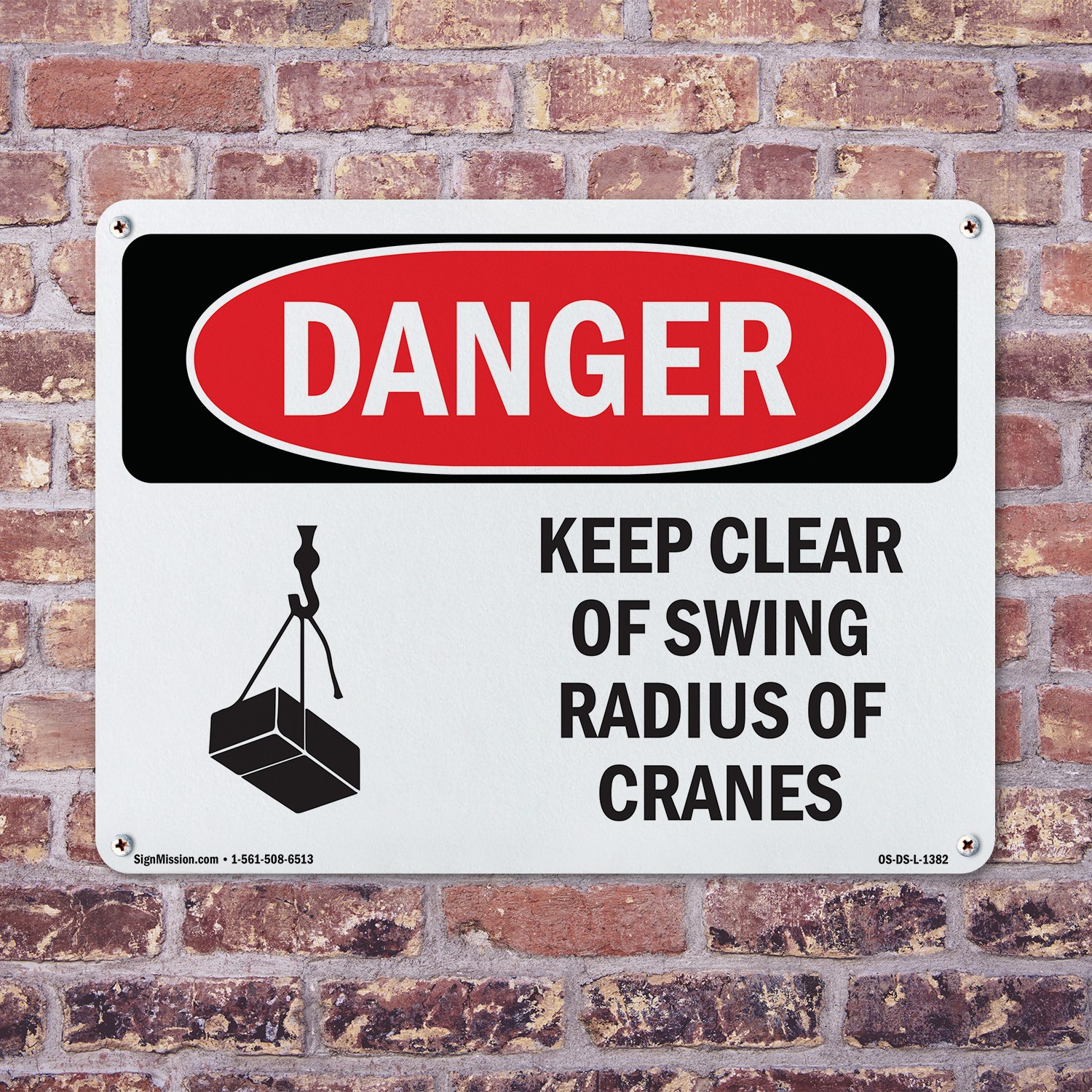 Keep Clear Of Swing Radius Of Cranes OSHA Danger Sign Or Decal – 5 or 10 Pack