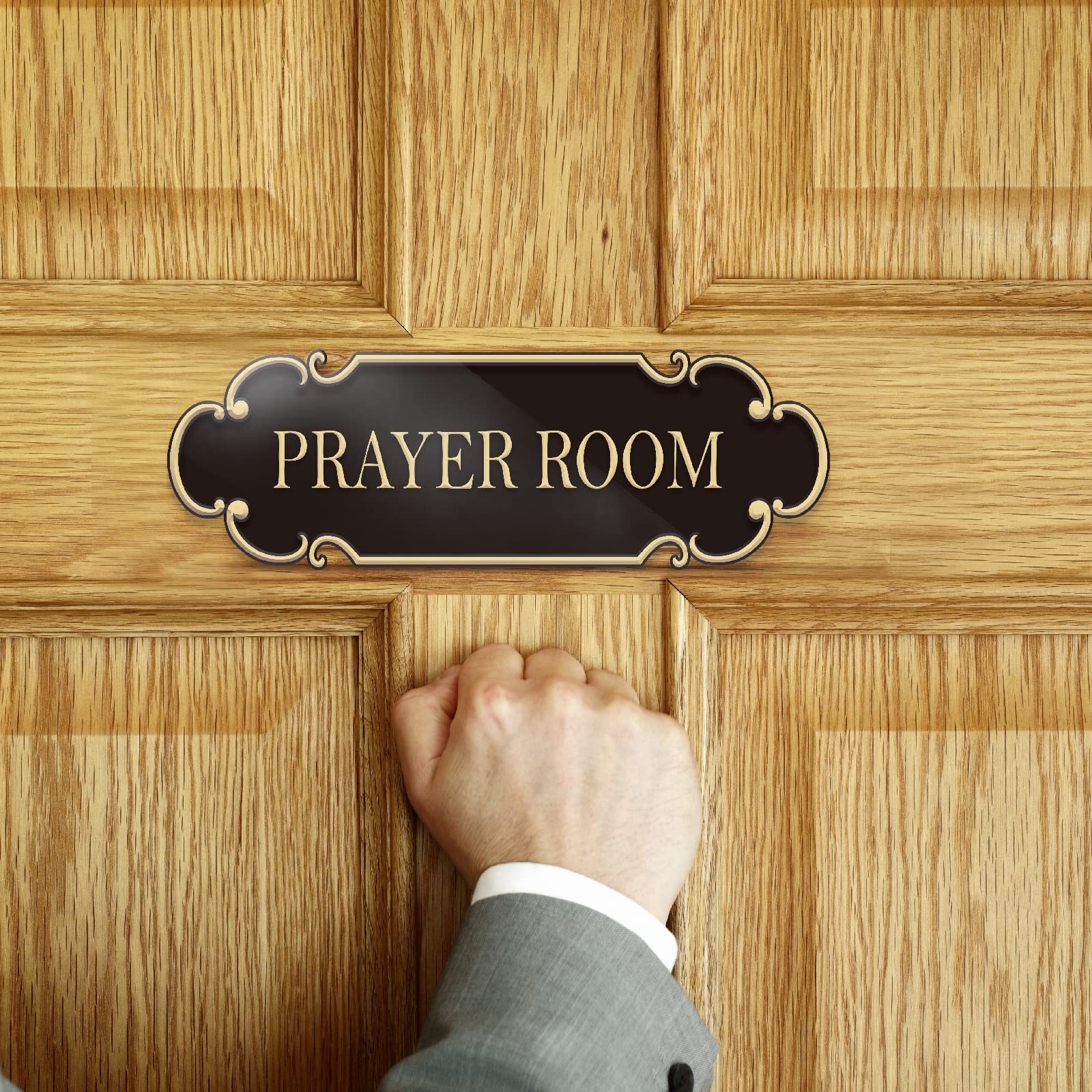 9×3 Inch Prayer Room Sign Self Adhesive Doorplate Church Office Wall Decor