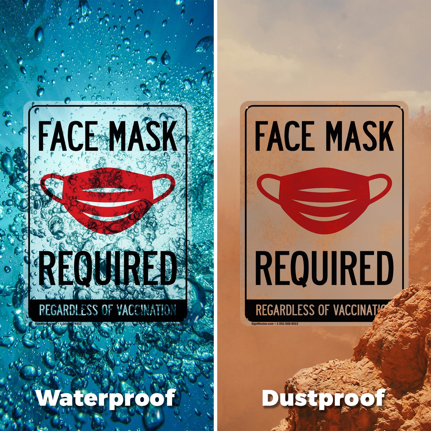 Face Mask Required Public Safety Sign Metal, Plastic, Or Decal – 5 or 10 Pack