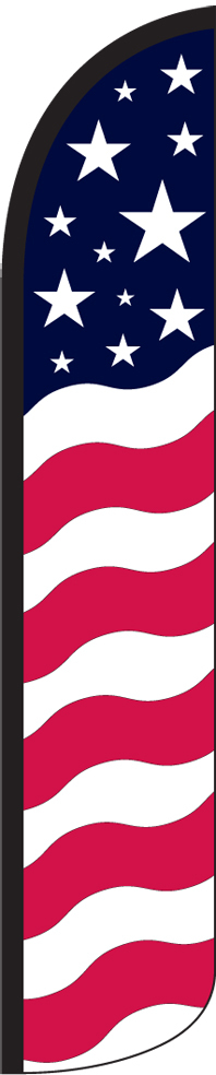 Stars & Bars USA American 15&prime; Tall Windless Swooper Feather Flag & Pole Kit