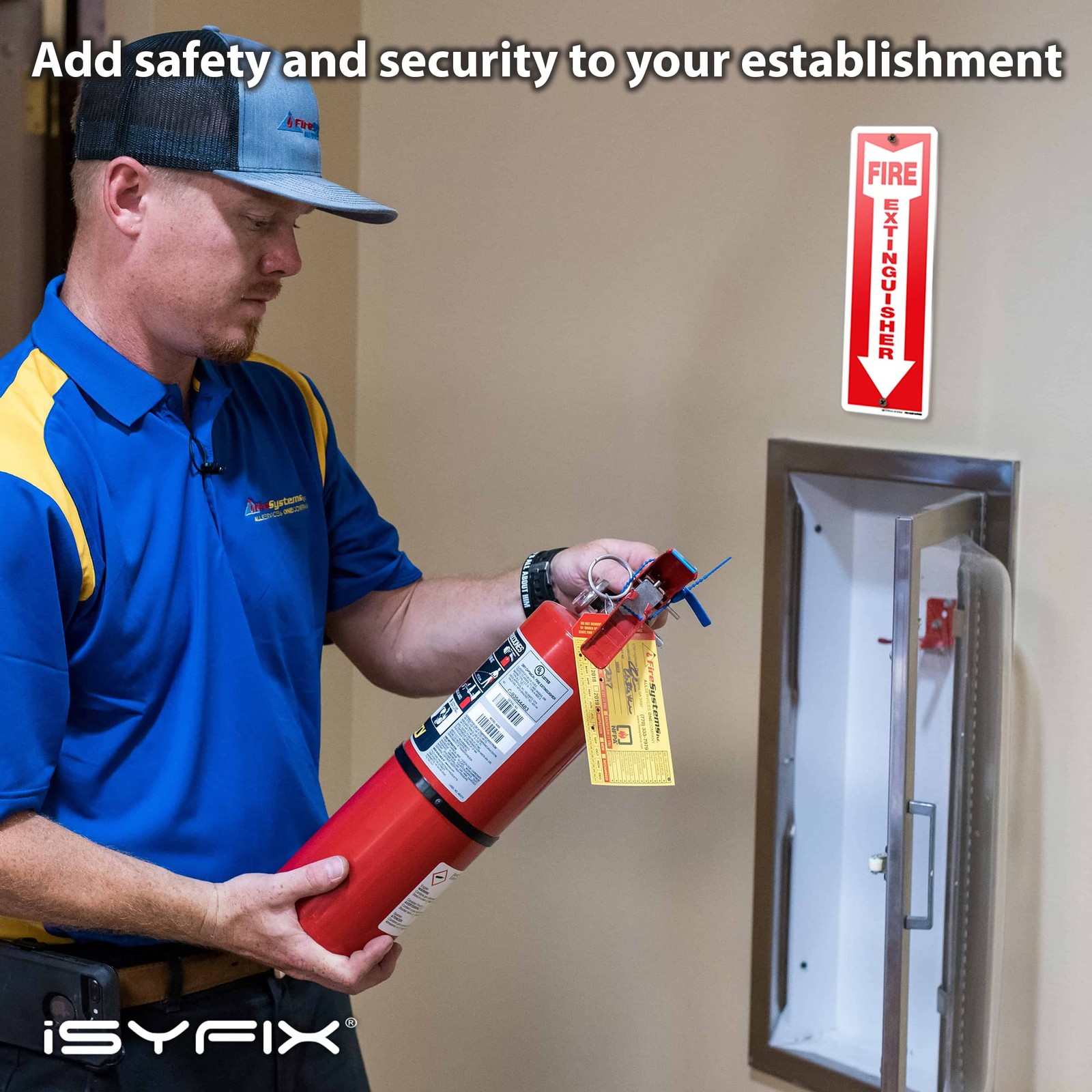 Isyfix Fire Extinguisher Aluminum Signs 5 Pack 4X12 Inch Laminated For Ultimate