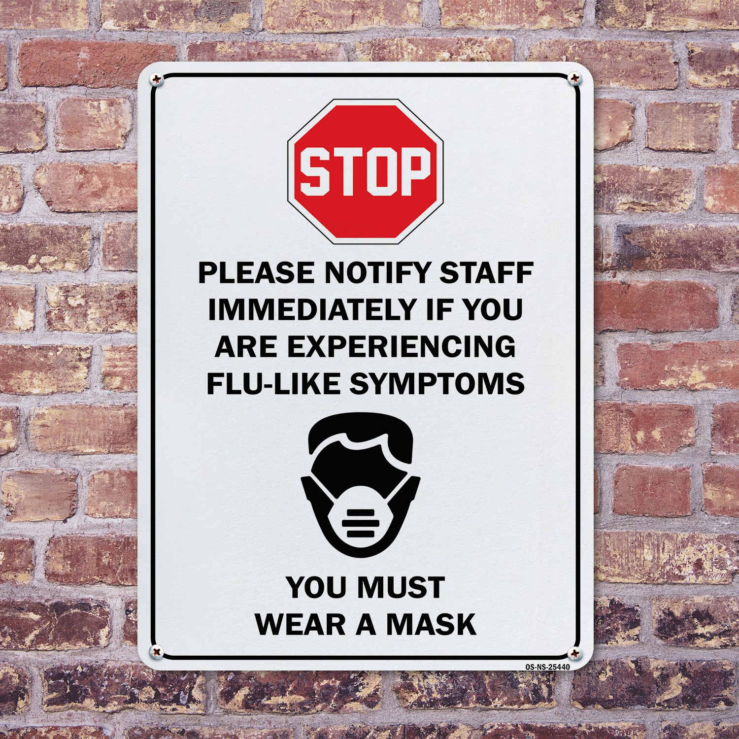Stop Notify Staff If You Are Experiencing Flu-like Public Safety Sign 5/10 Pack