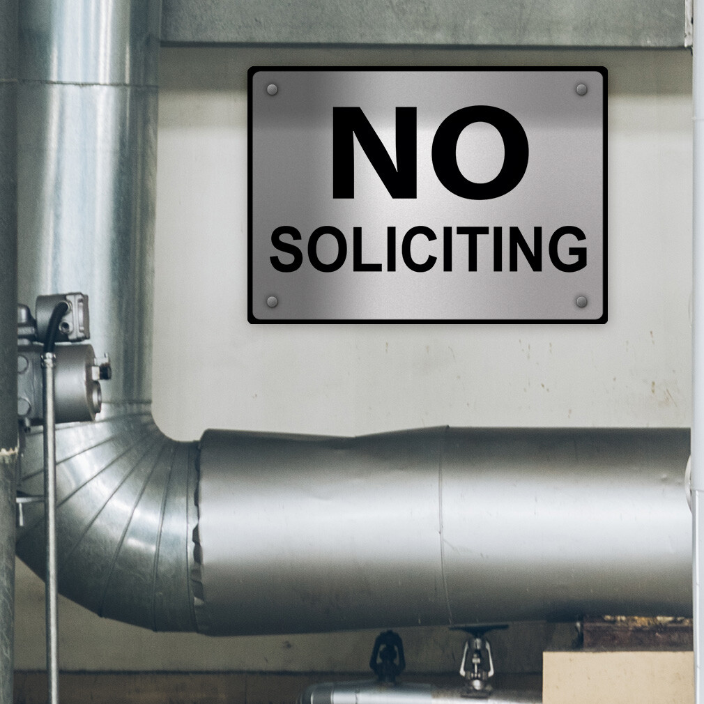 Aluminum Horizontal Metal Sign No Soliciting A Weatherproof Street Signage