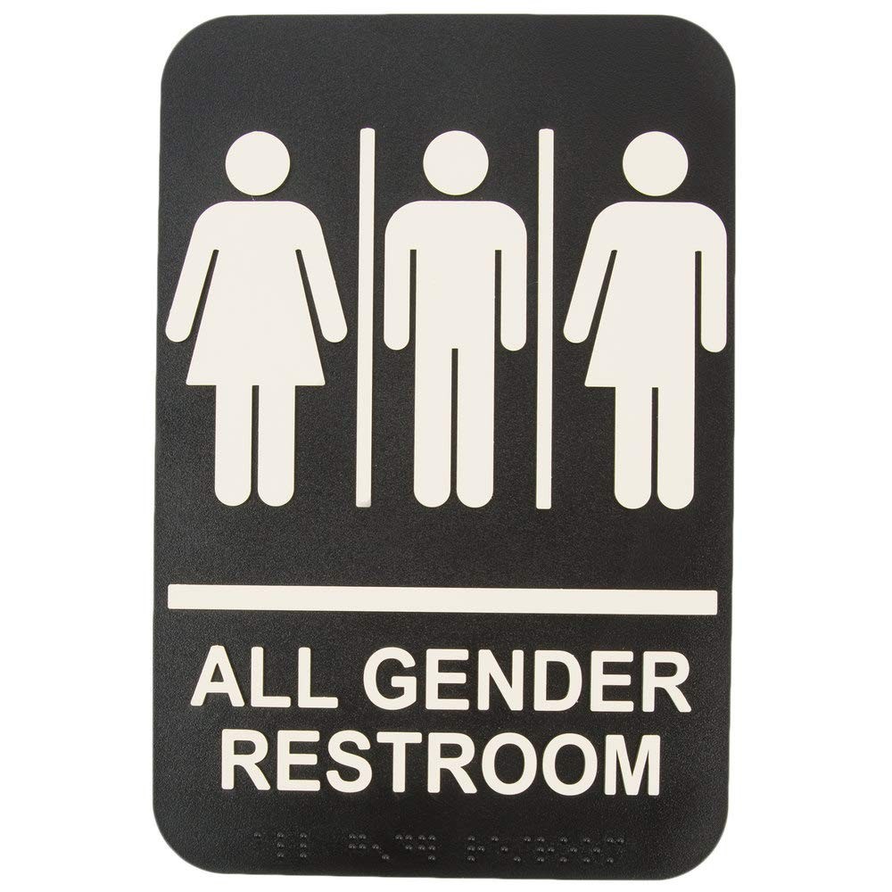 ADA All Gender Adhesive Restroom Toilet Sign with Braille for Business Restau…
