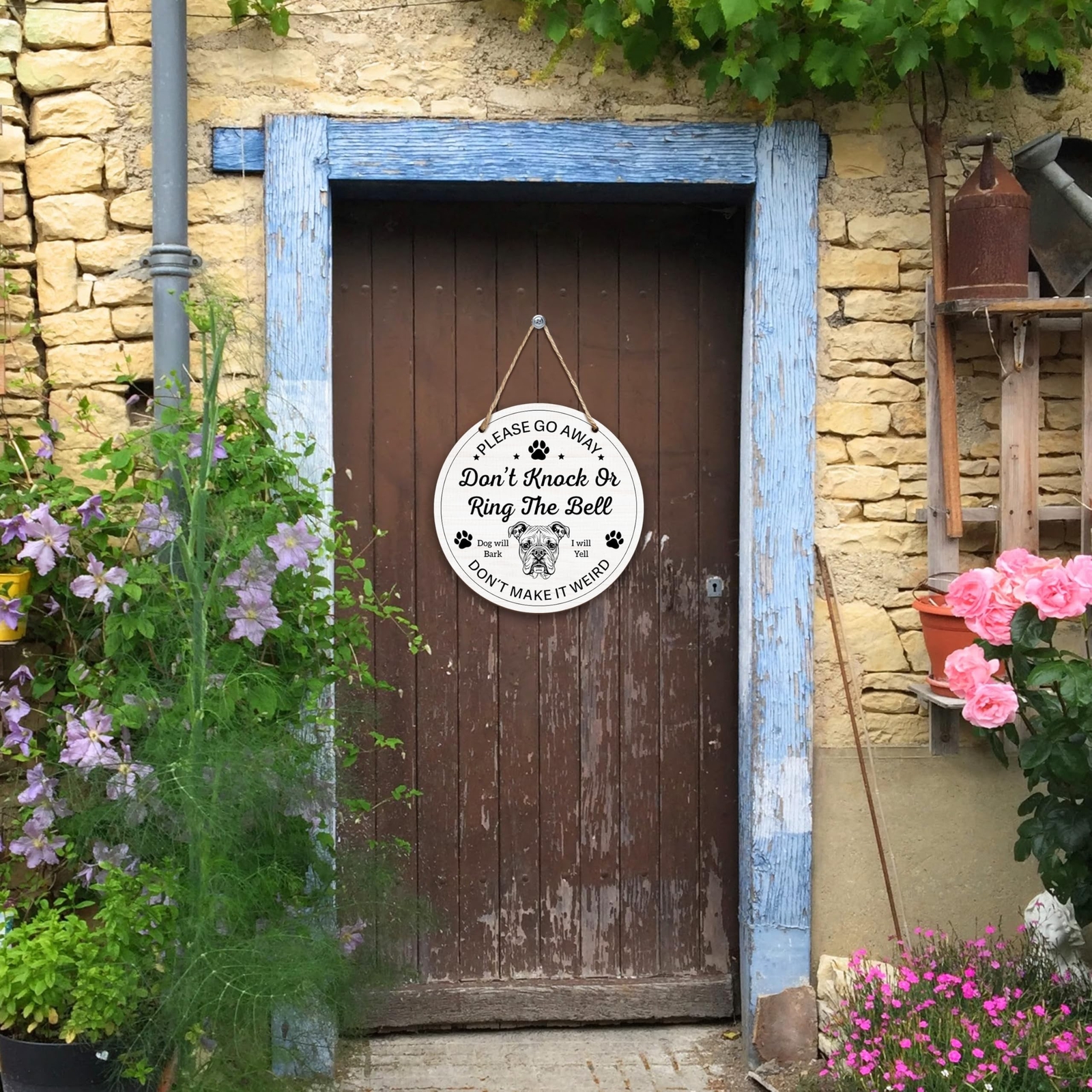 Do Not Knock Or Ring Doorbell Sign Decor For Front Door, Please Go Away Dog B…