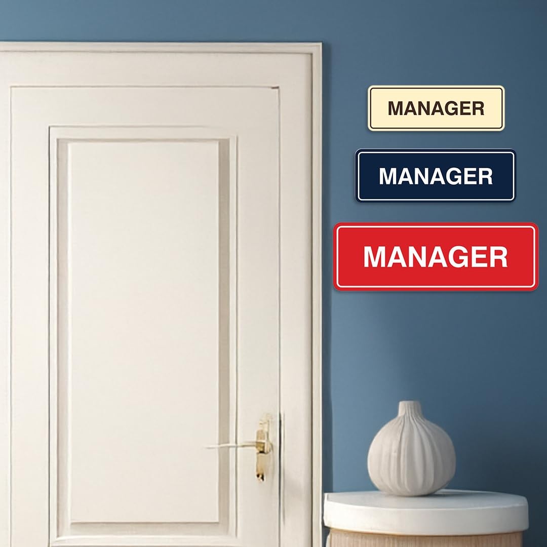 Standard Manager Door Wall Sign Silver Large Office Business Plaque 1PCS