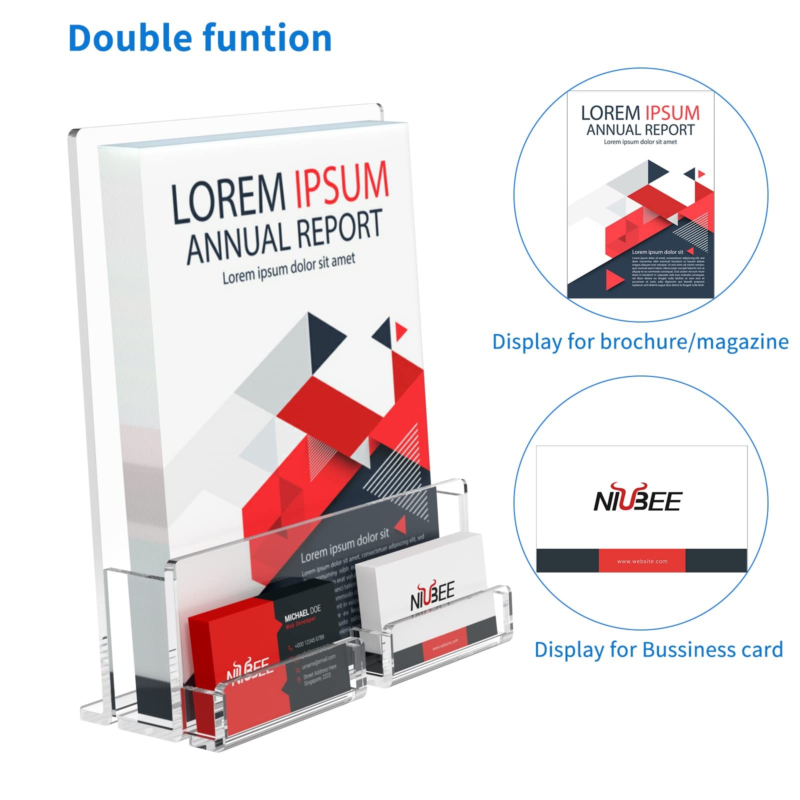 NIUBEE 2-Pack Acrylic Brochure Holder 8.5*11 inches , 2 Pack 8.5*11, clear