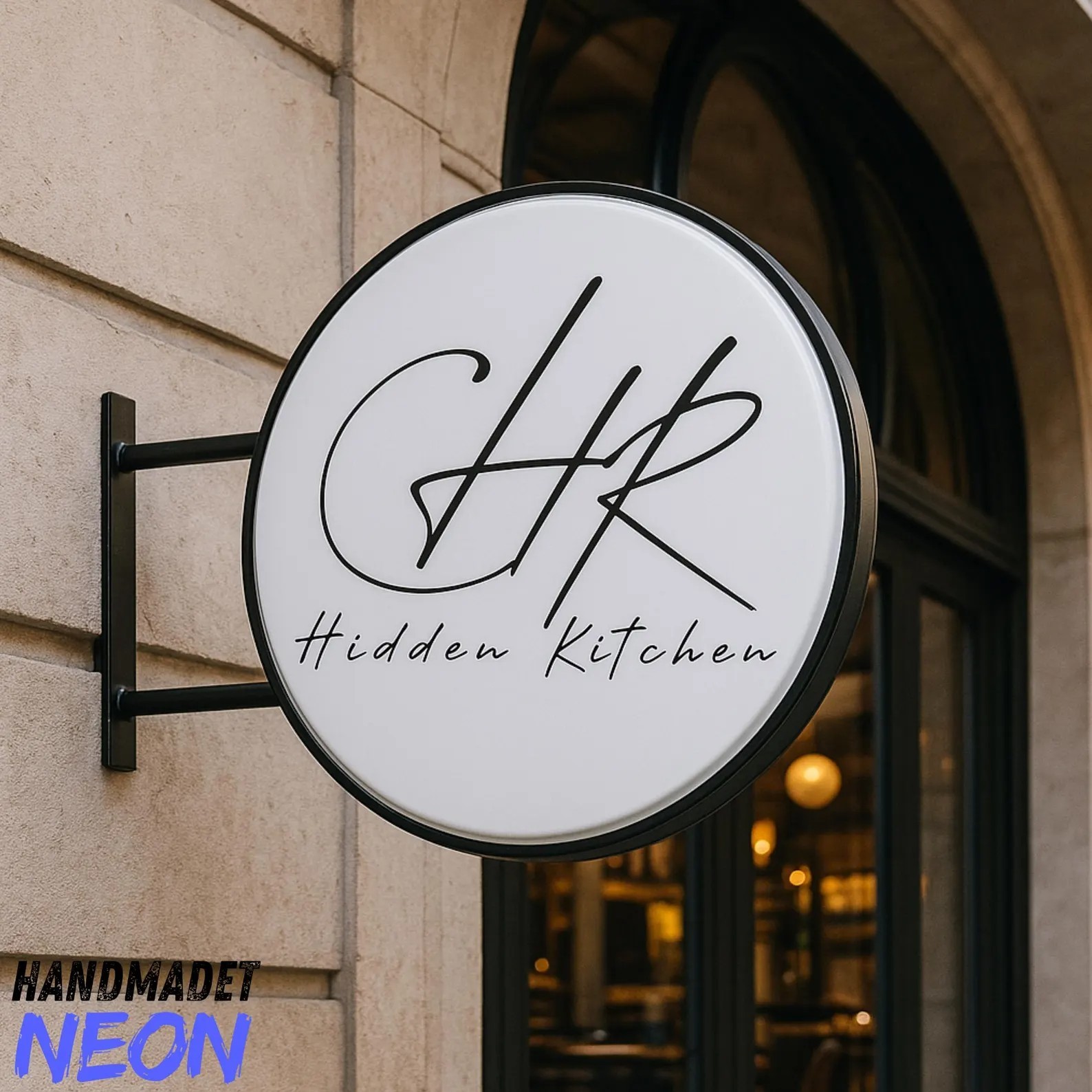 LED Light Box Sign – Double-Sided Round Acrylic Metal Storefront Sign Outdoor
