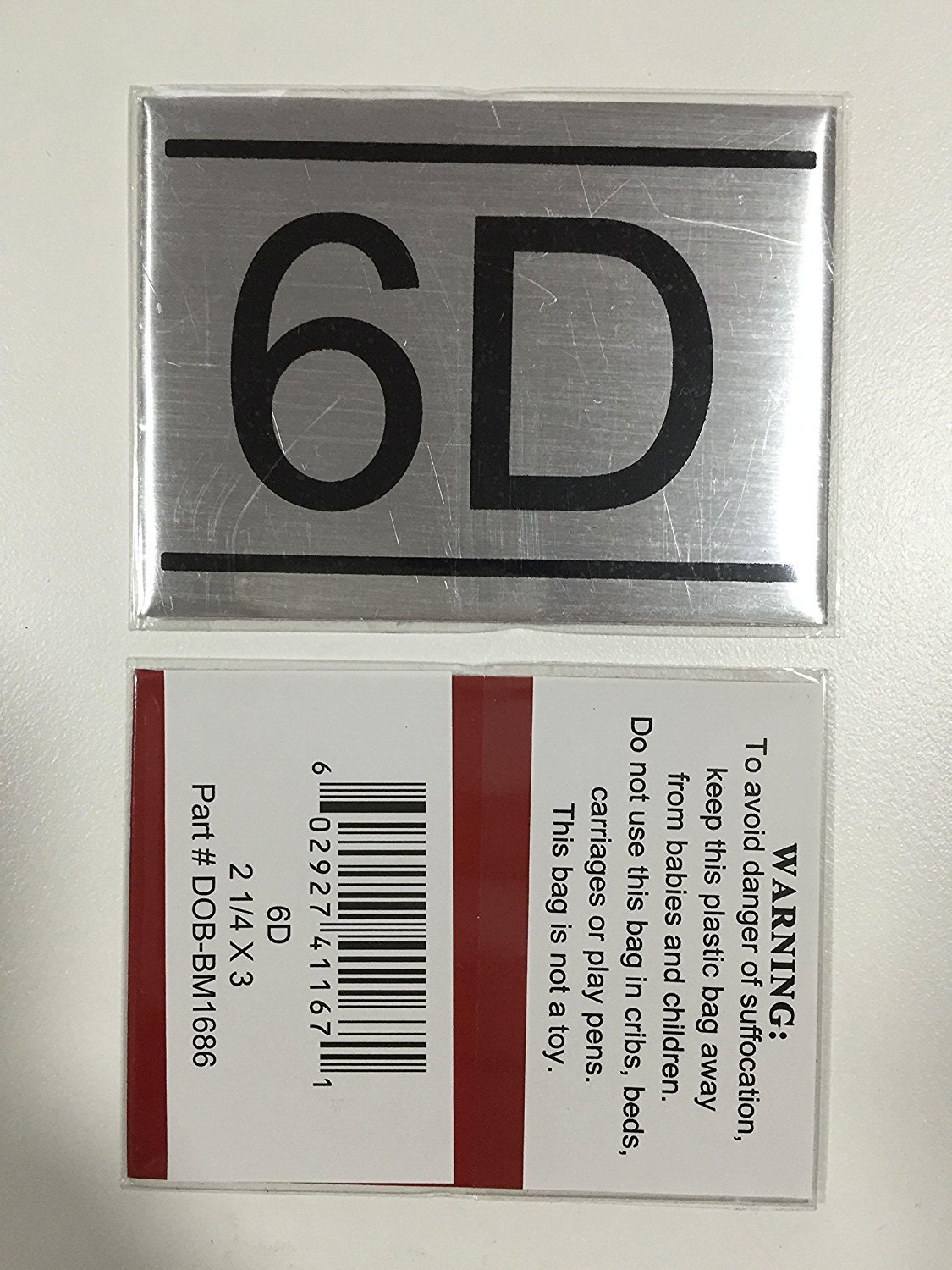 APARTMENT NUMBER SIGN -6D -BRUSHED ALUMINUM (2.25X3, Aluminium))