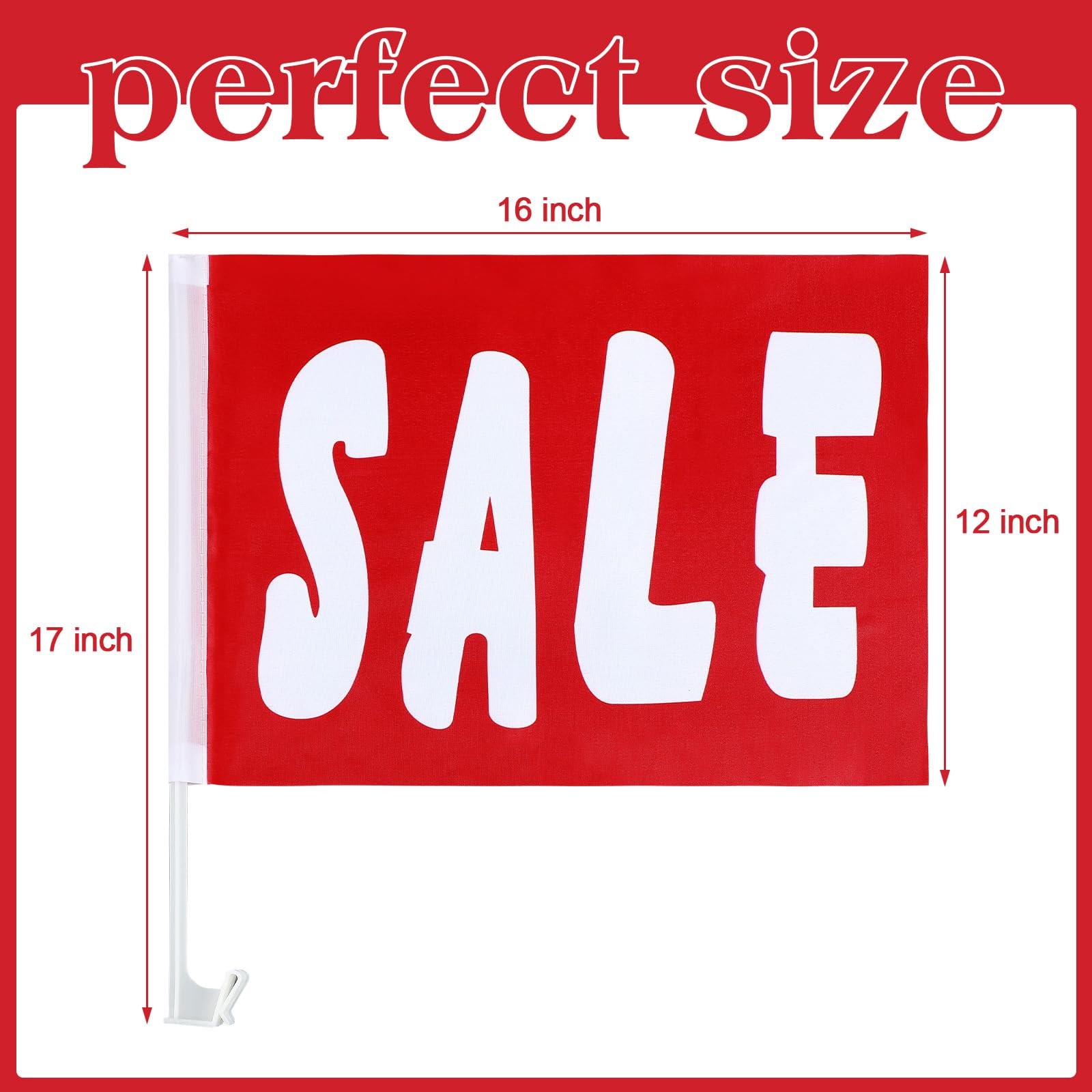 12 Pcs Window Clip on Flag 12 x 16 Inch Red Advertising Sign Single Sided Car…