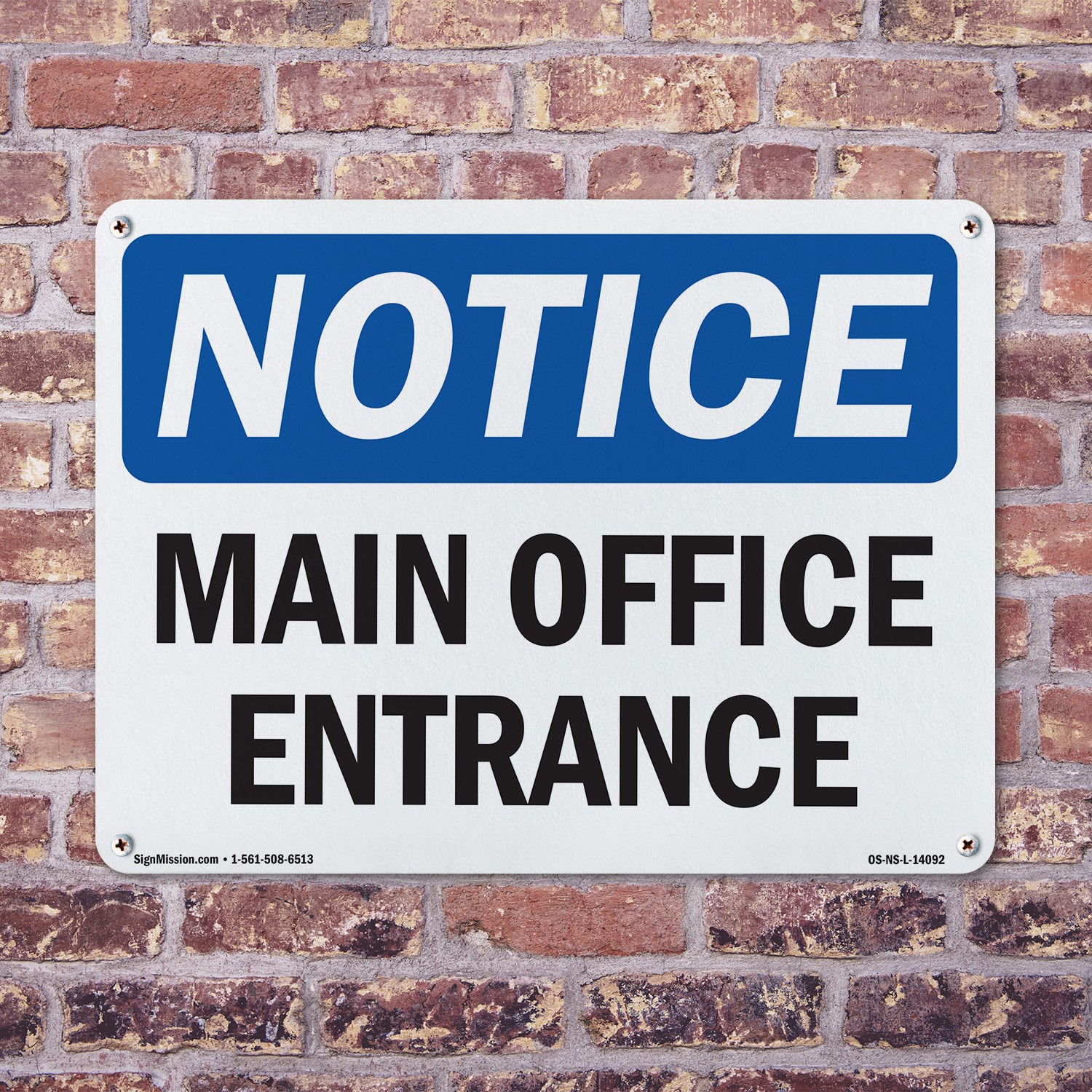 Main Office Entrance OSHA Notice Sign Metal, Plastic, Or Decal – 5 or 10 Pack