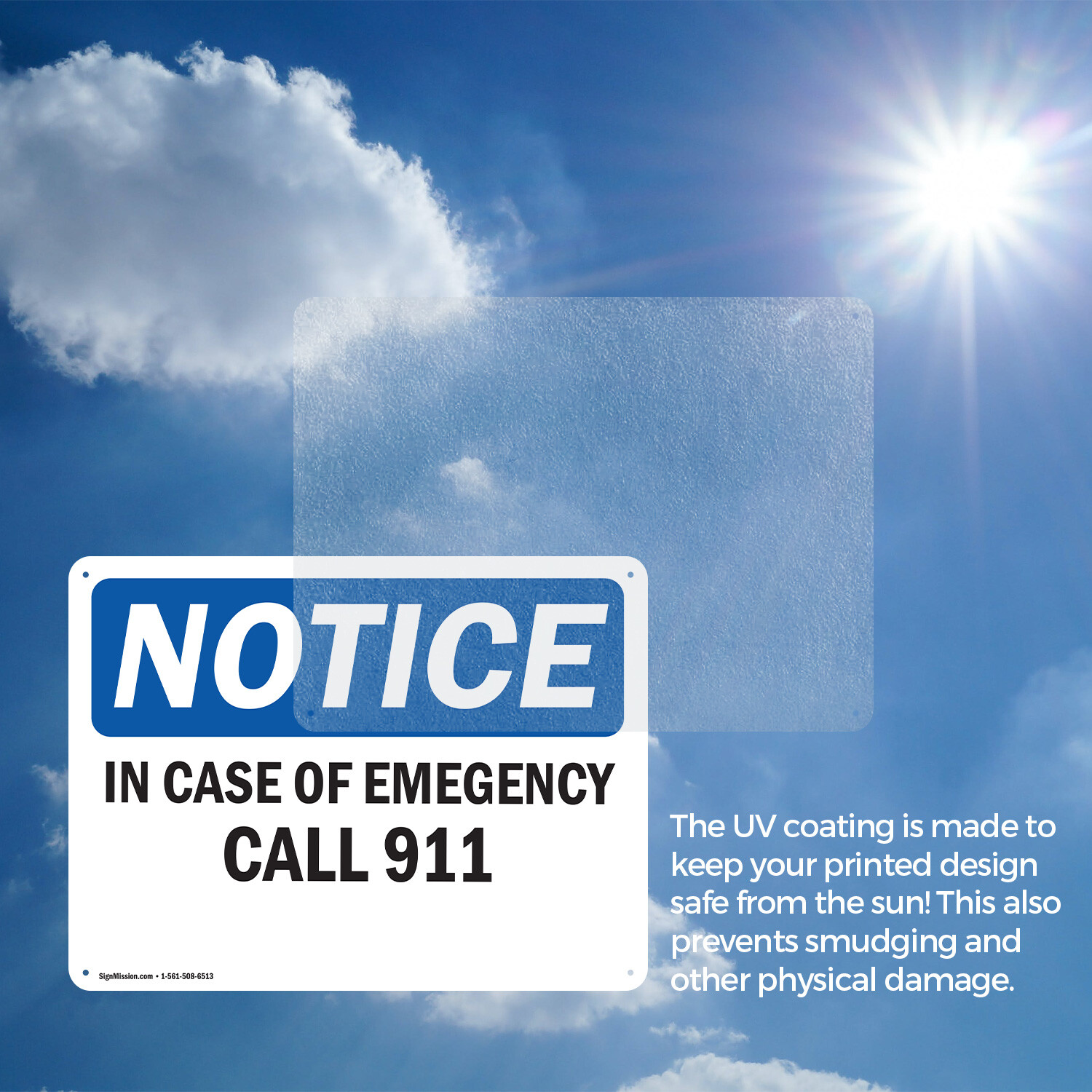 (2 Pack) In Case Of Emergency Call 911 OSHA Notice Sign Decal Metal Plastic