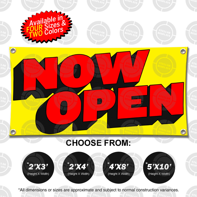 NOW OPEN Banner Sign Display Store Shop Restaurant Pawn Boutique Comic Arena NEW
