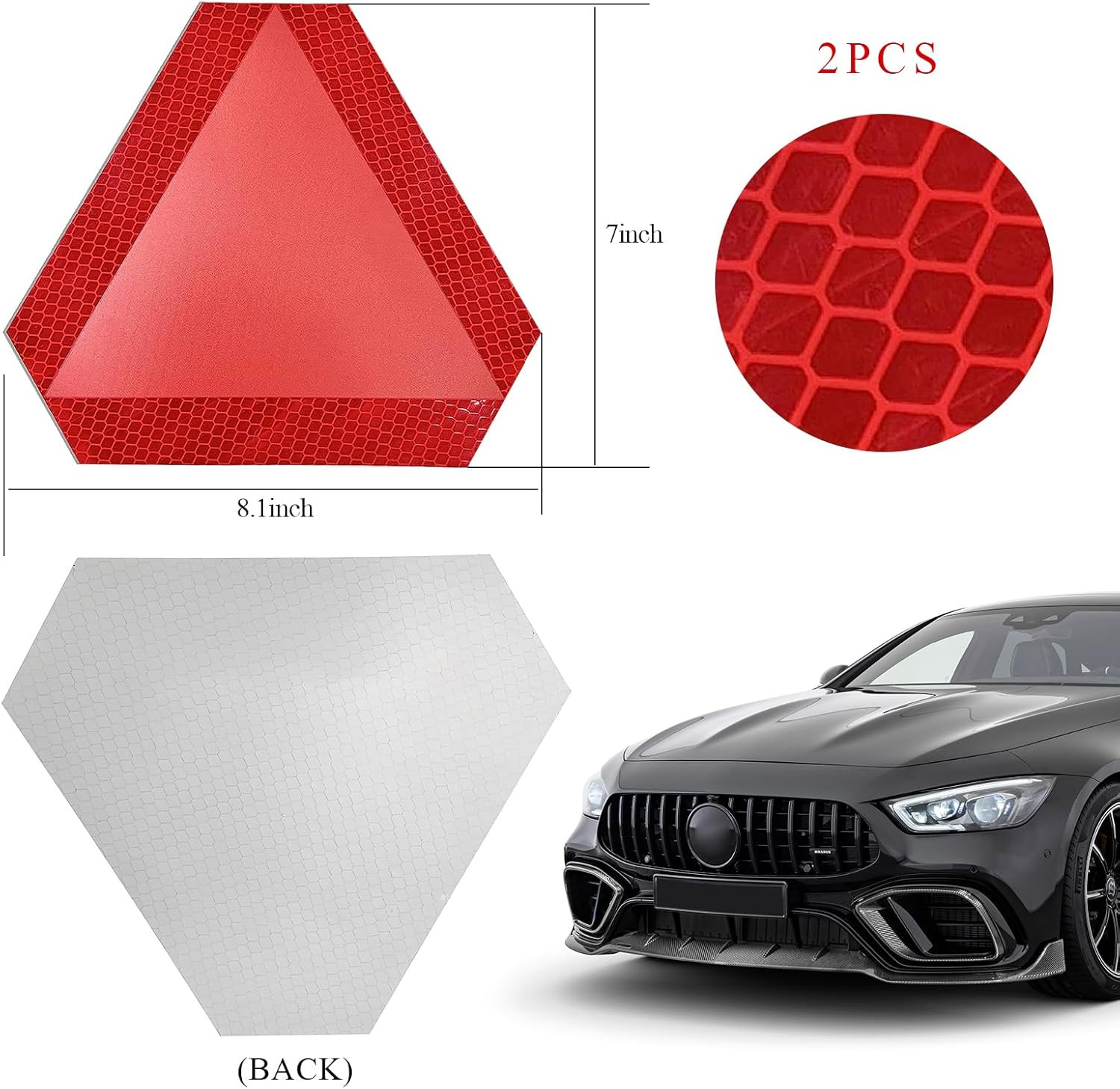 2 Pack Slow Moving Vehicle Triangle Sticker,8 X 7 Inch Diamond Grade Reflective.