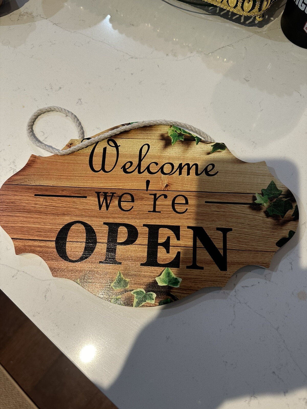 Open sign Open Closed Sign for Business Wooden Double-sided Closed Open