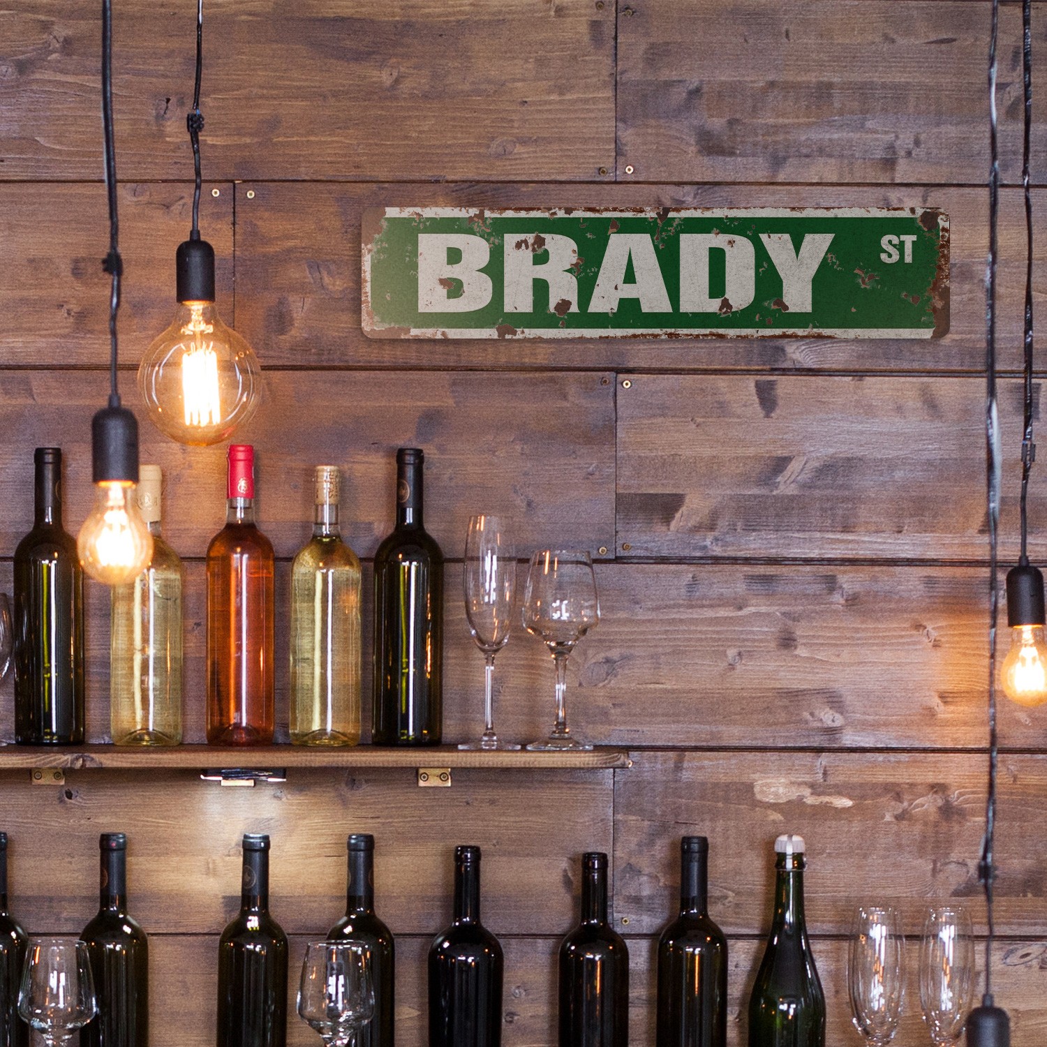 BRADY Vintage Style Rustic Street Sign Childrens Name Room Metal Road Sign