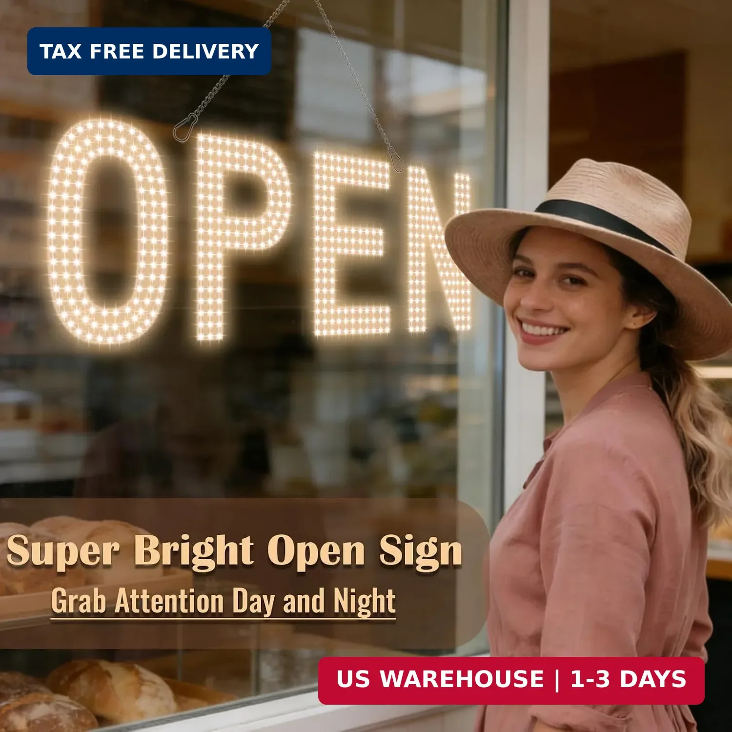 Open Signs for Business, 30&Prime;x10&Prime; Big & Bright Open Sign with Remote Control Dimm