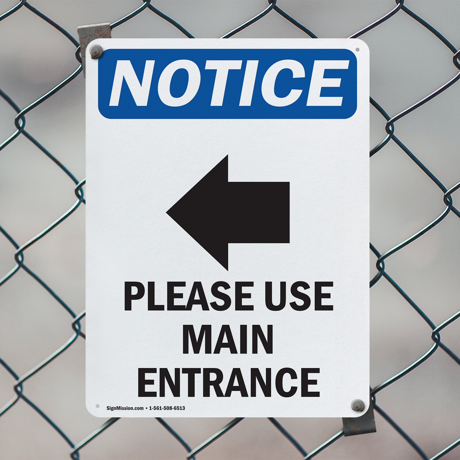 (2 Pack) Please Use Main Entrance OSHA Notice Sign Decal Metal Plastic