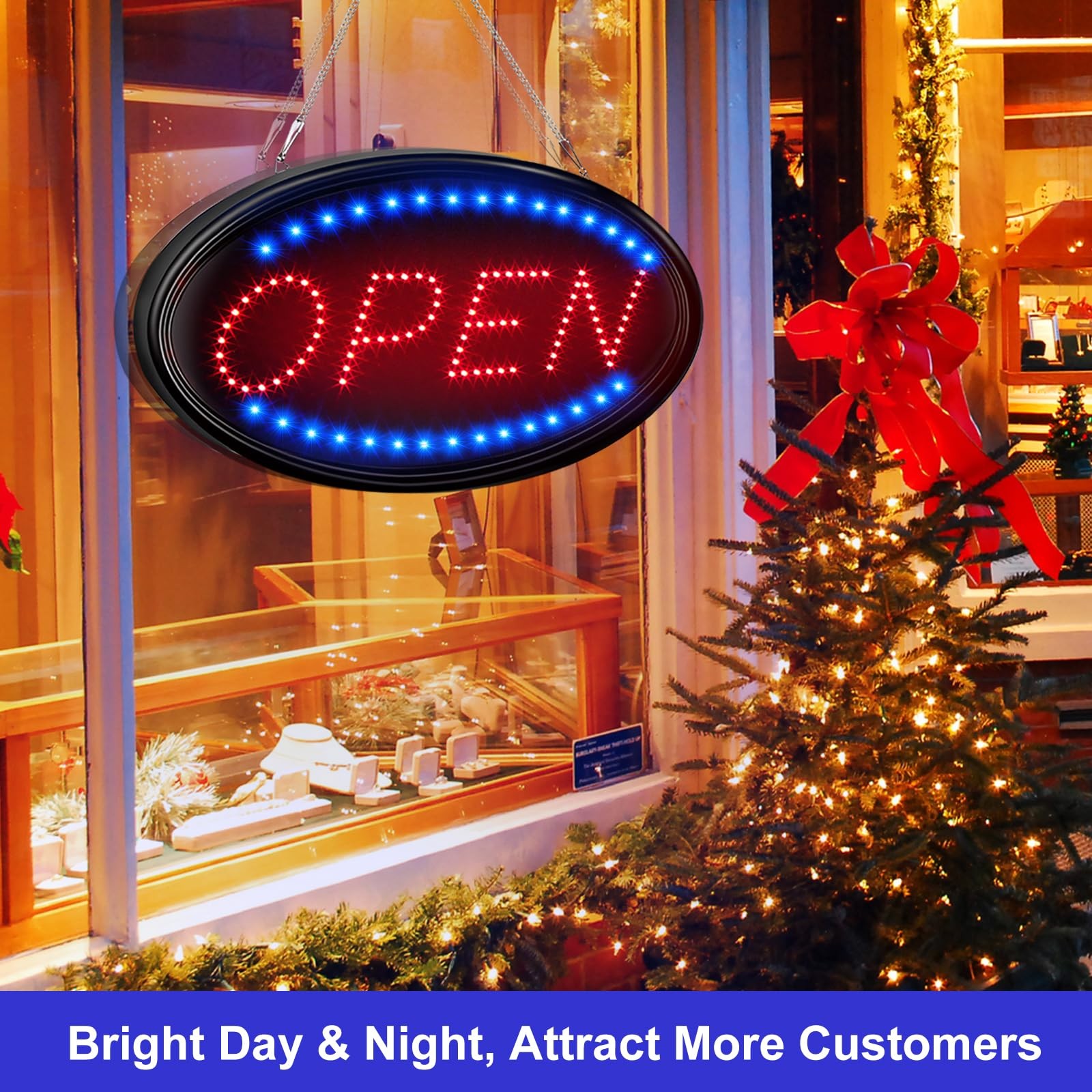 LED Open Sign, Large 23×14 inch Business Open Sign with Remote Electric Displ…