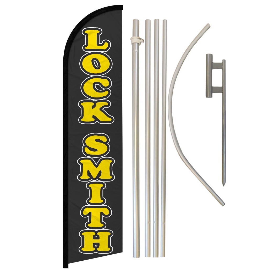 Lock Smith Windless Banner Swooper Advertising Flag Pole Kit Locksmith Keys Made